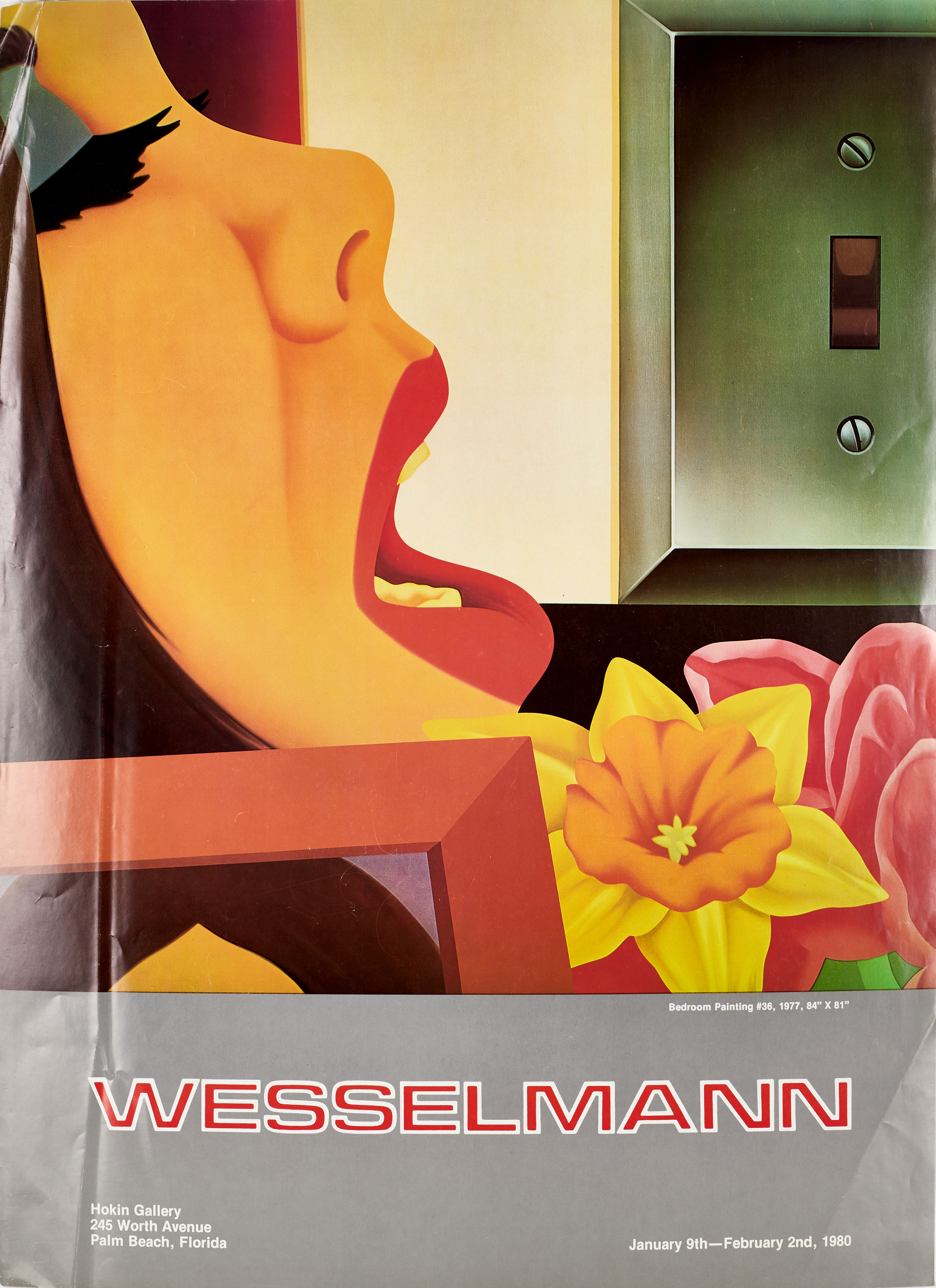 TOM WESSELMANN (USA, 1931-2004). Utställningsaffisch, med offsettryck, "Bedroom Painting #36", (1977), Hokin Gallery, 1980.