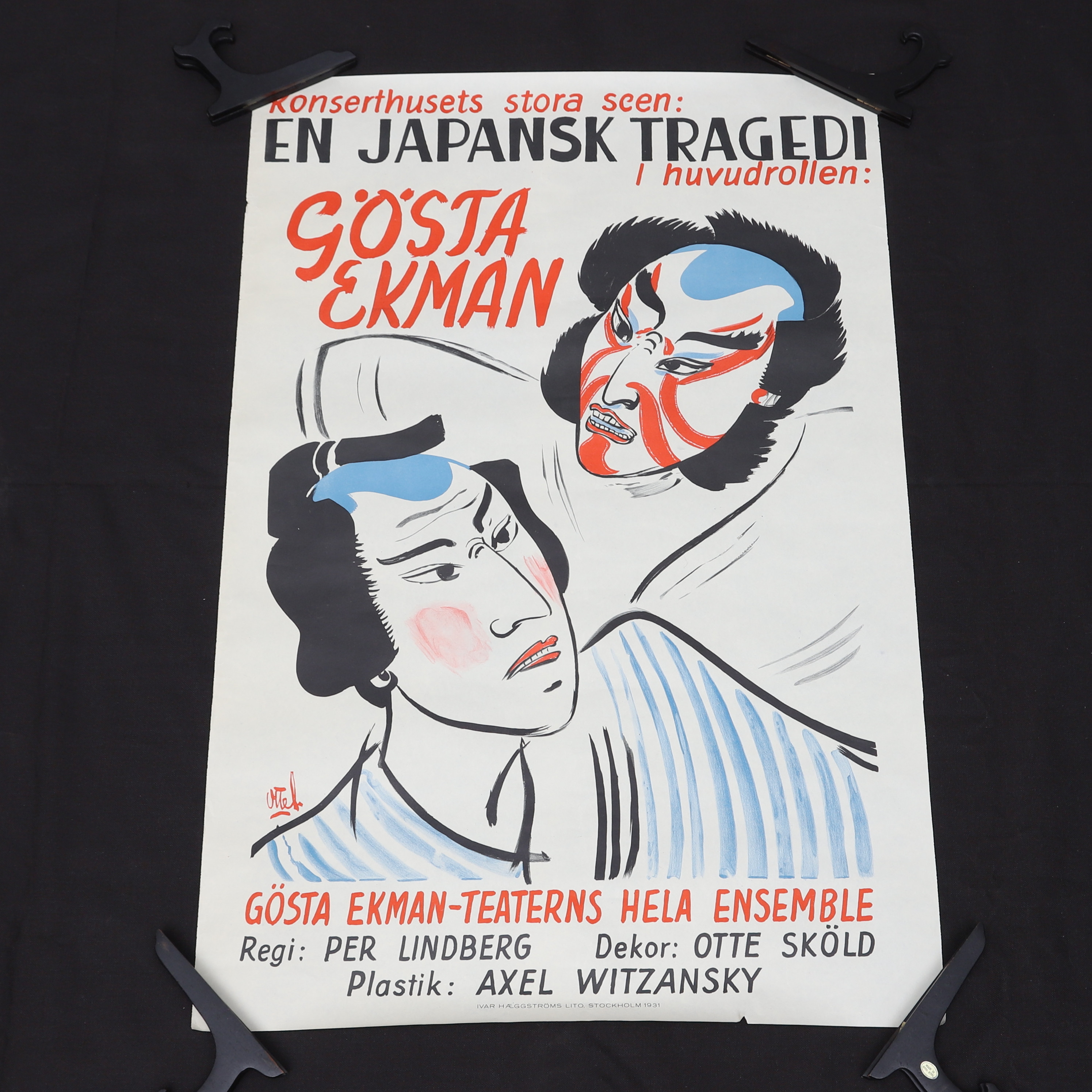 OTTE SKÖLD. Affisch, "En japansk tragedi", Konserthuset, Ivar Hæggströms Lito, Stockholm, 1931.