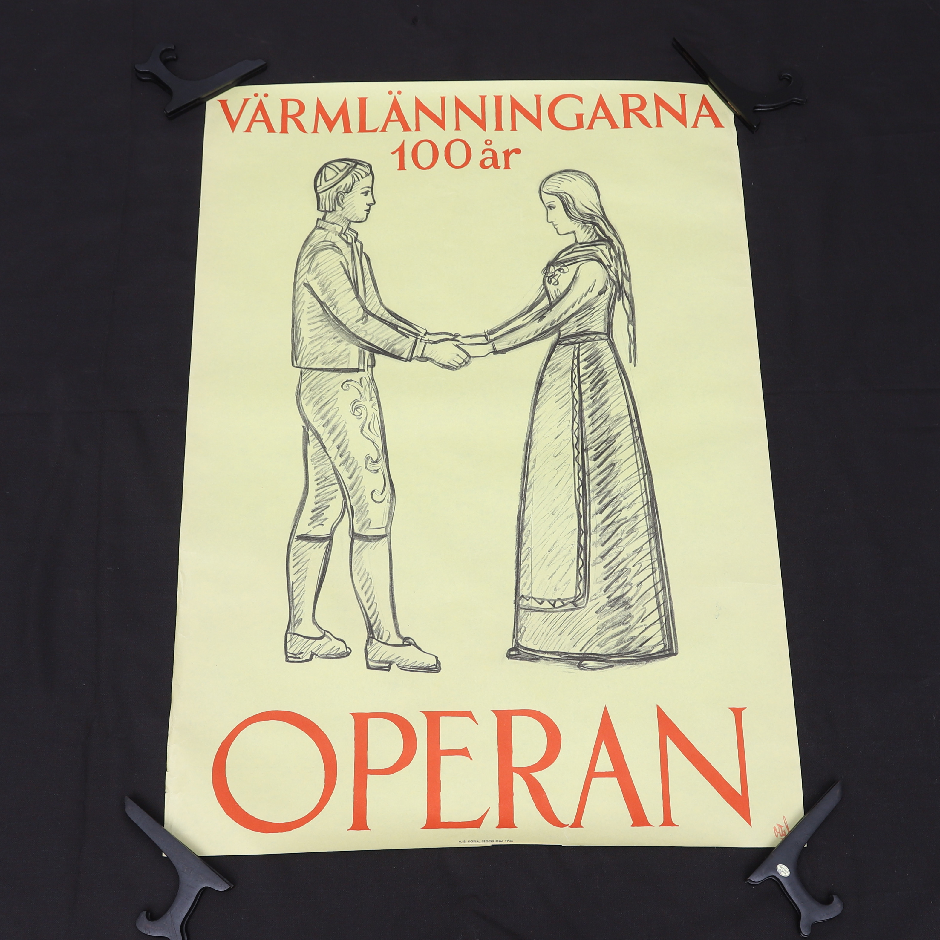 OTTE SKÖLD. Affisch, "Värmlänningarna 100 år", Operan, A.B. Kopia, Stockholm, 1946.