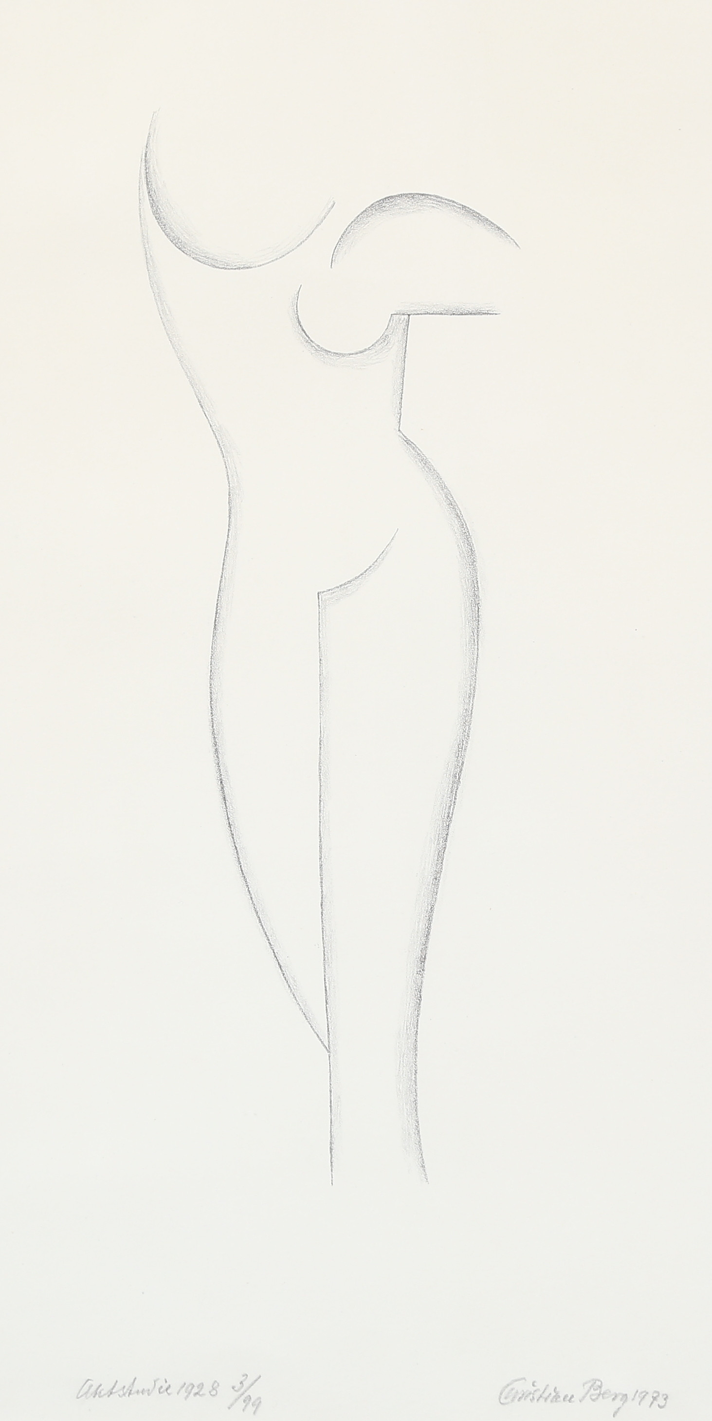 CHRISTIAN BERG. Aktstudie 1928, litografi, signerad och numrerad 3/99, daterad 1973.