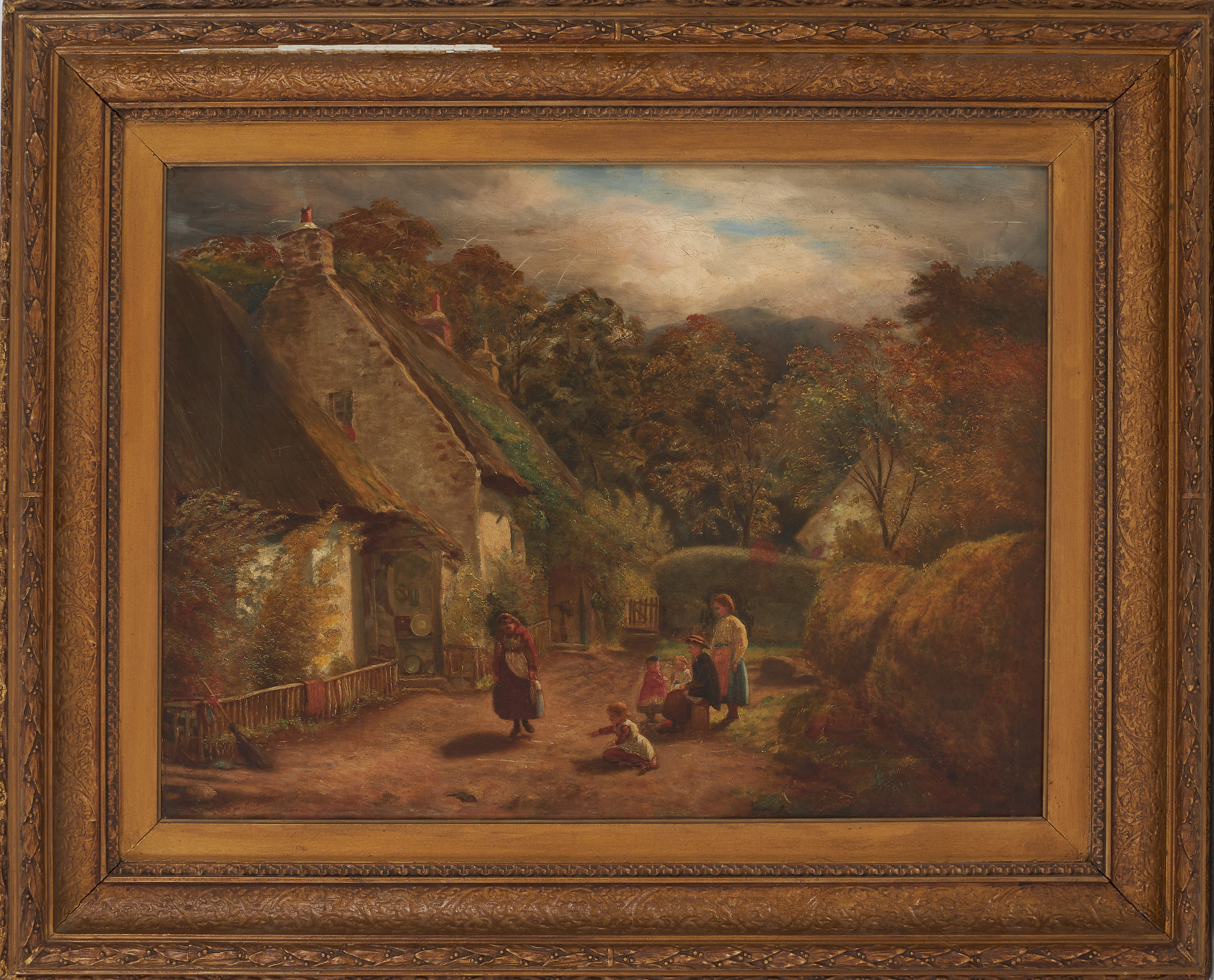 JOHN DAVIDSON. Ruralt motiv, Pentland Hills, Edinburgh, olja på duk, signerad a tergo, 1800-tal.