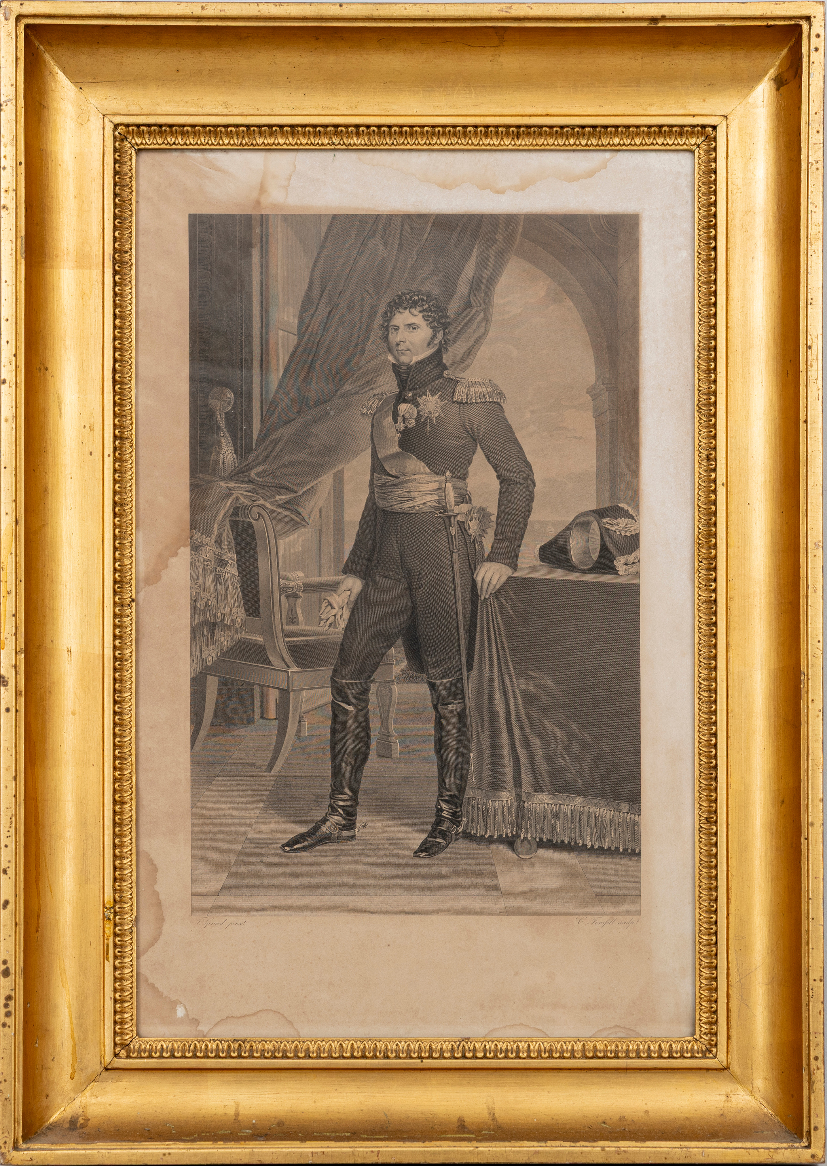 CHRISTIAN DIDRIK FORSSELL (1777-1852). Karl XIV Johan, helfigursporträtt, gravyr, efter målning av Francois Gérard, 1800-tal.