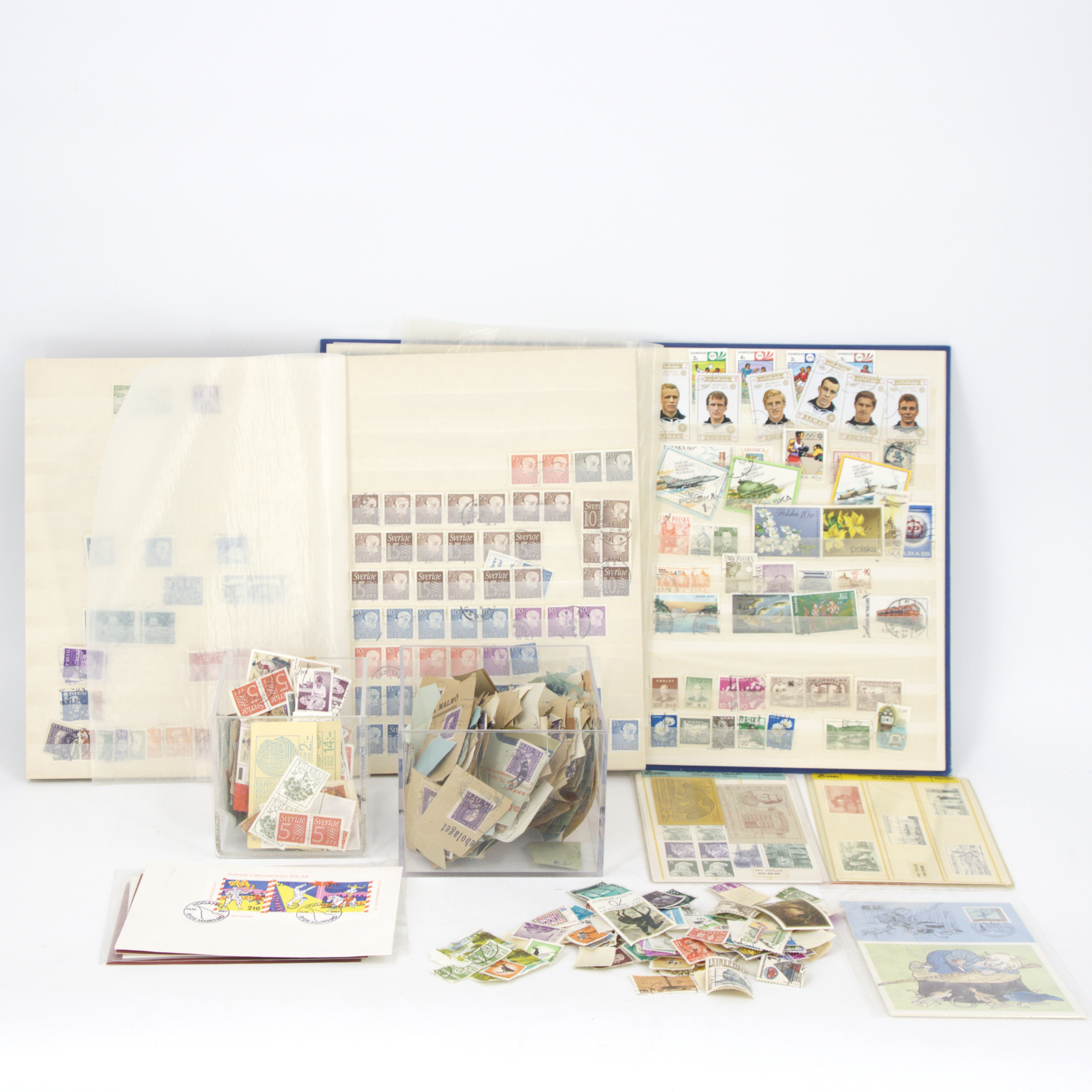 FRIMÄRKSSAMLING, Sverige resp. resten av världen, mest stämplade.