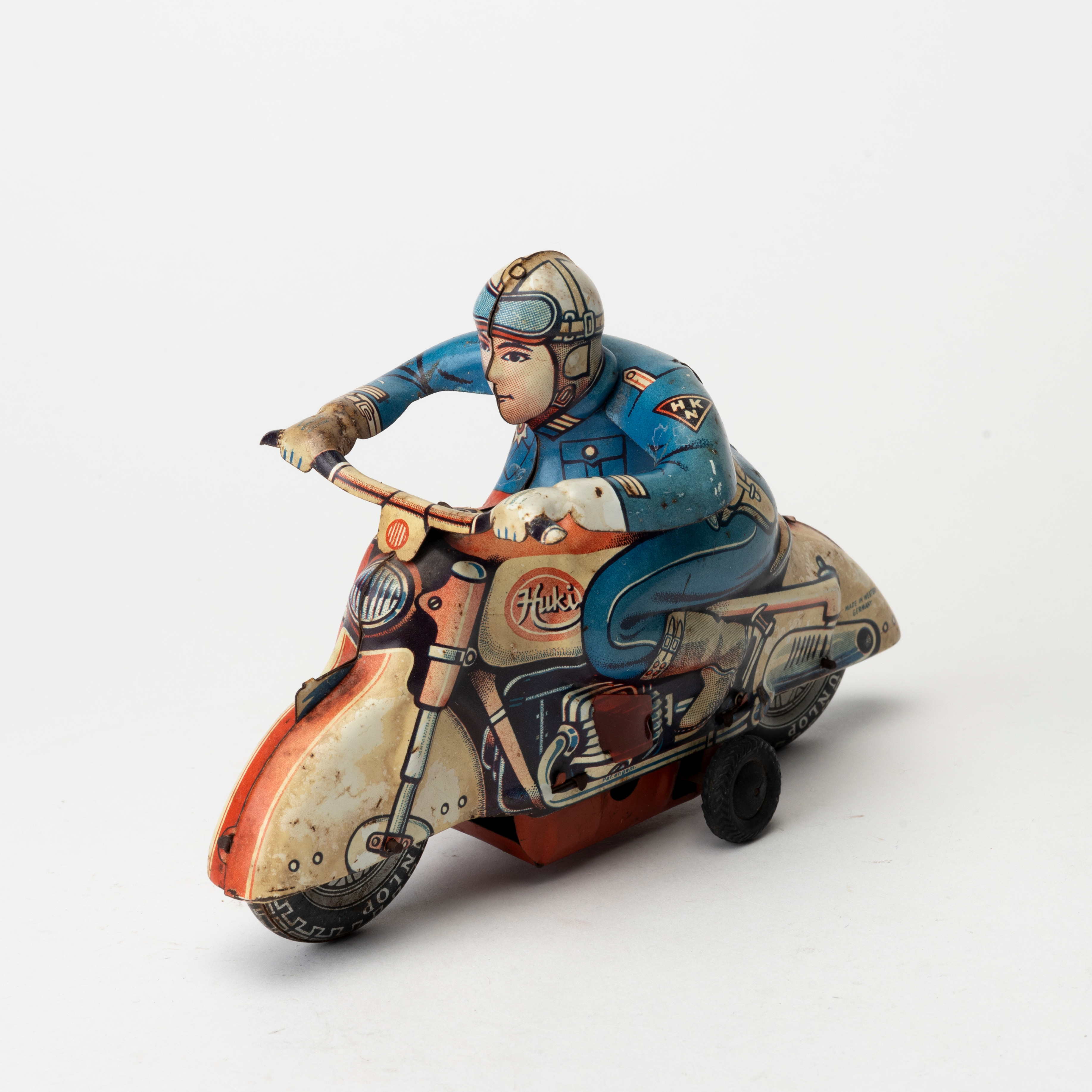HUKI motorcykel, polis,blå beige röd, friktion, Western Germany.