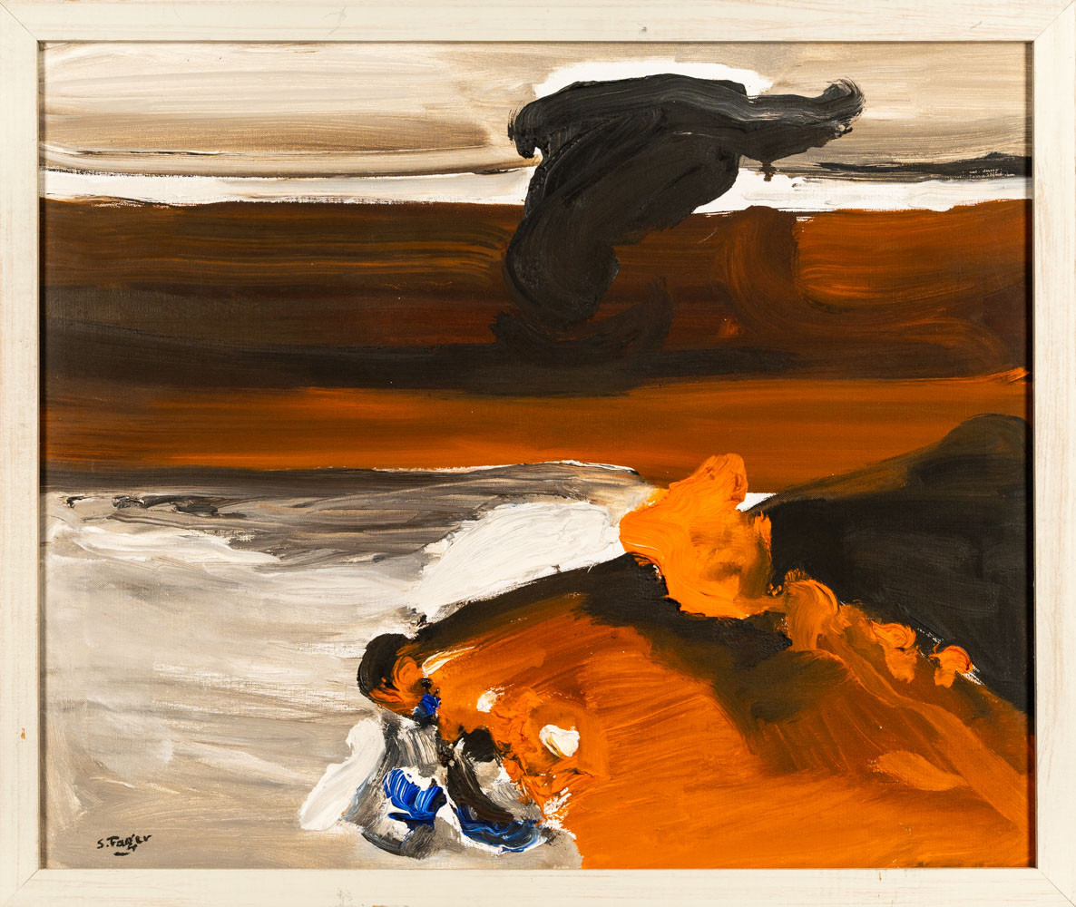 SIXTEN FAGER. Olja på duk, "Höst vid krutvattnet, Norge" , signerad.