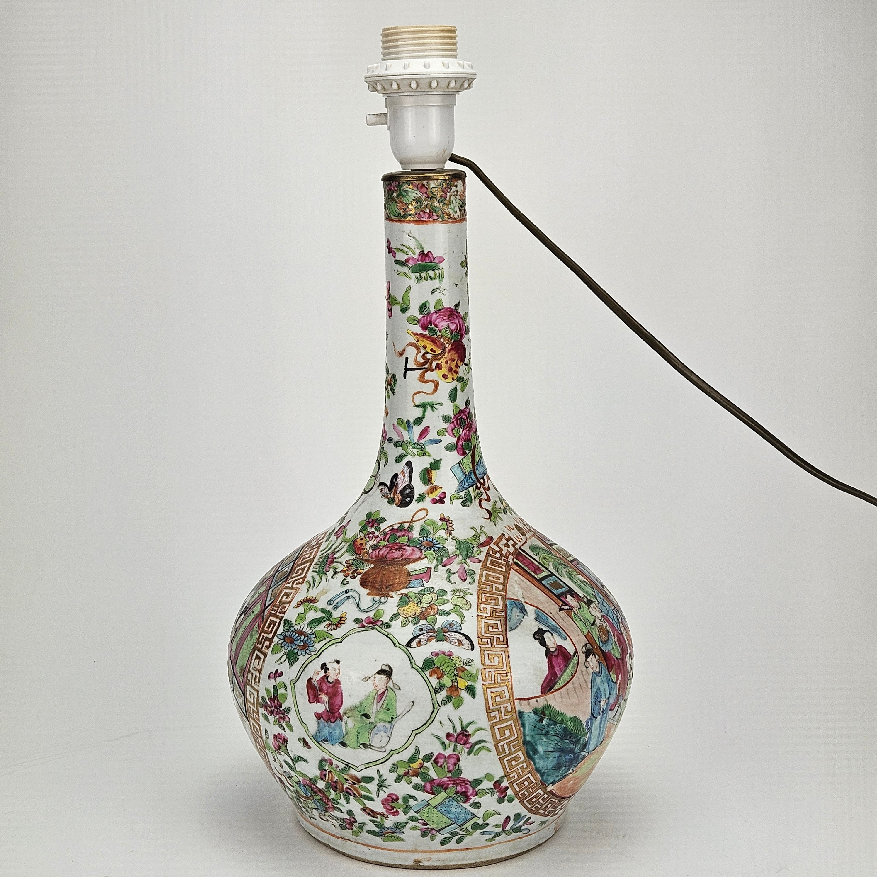 BORDSLAMPA, porslin, Kanton, Kina, 1800-tal.