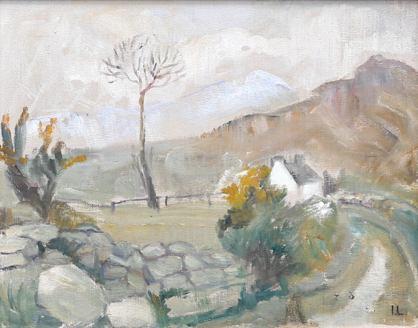 INEZ LEANDER. (1878-1969) "Irland", olja på pannå, signerad IL.