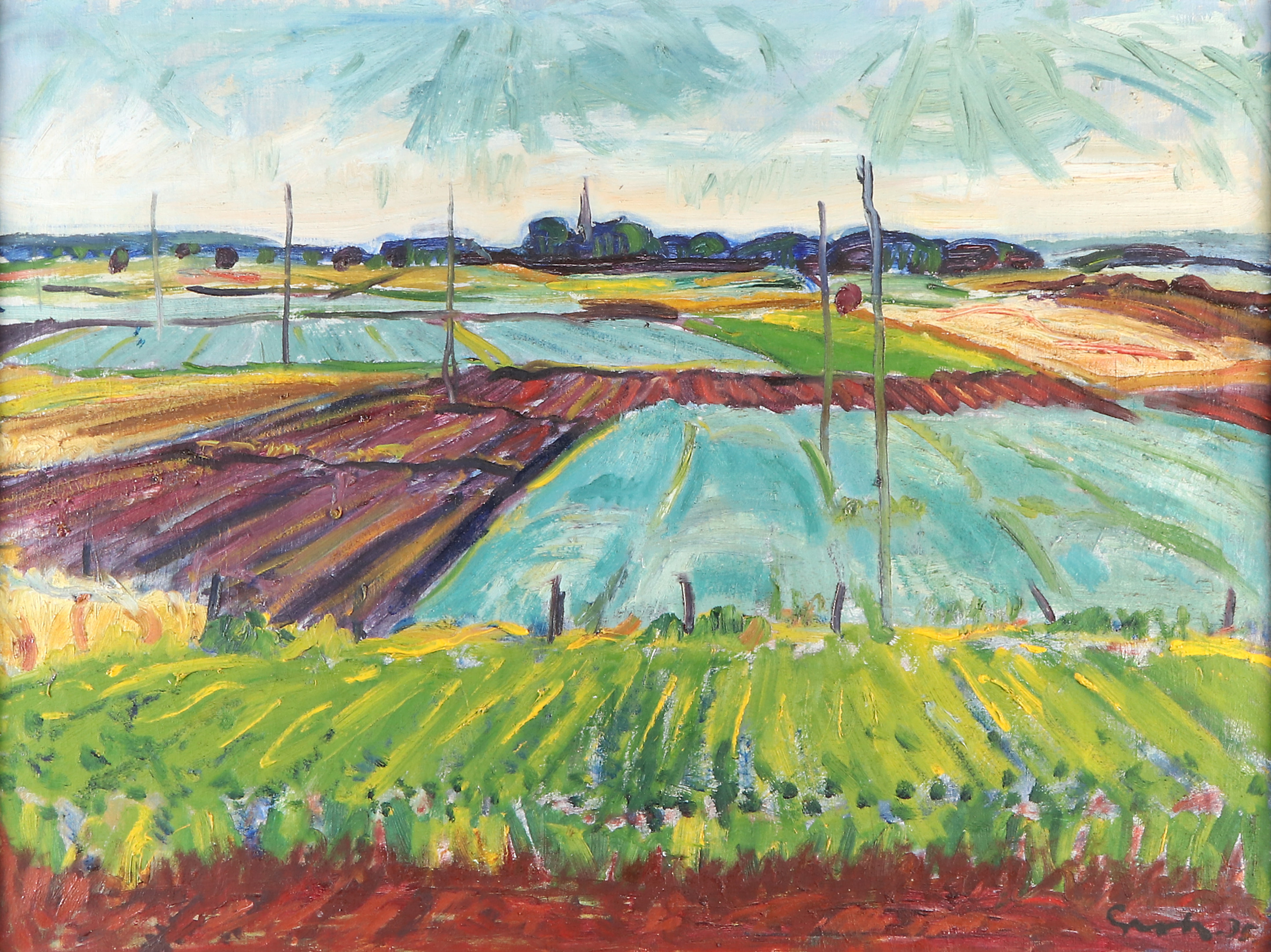 GERHARD LUNDBERG. Oljemålning på duk. Landskap. Signerad.