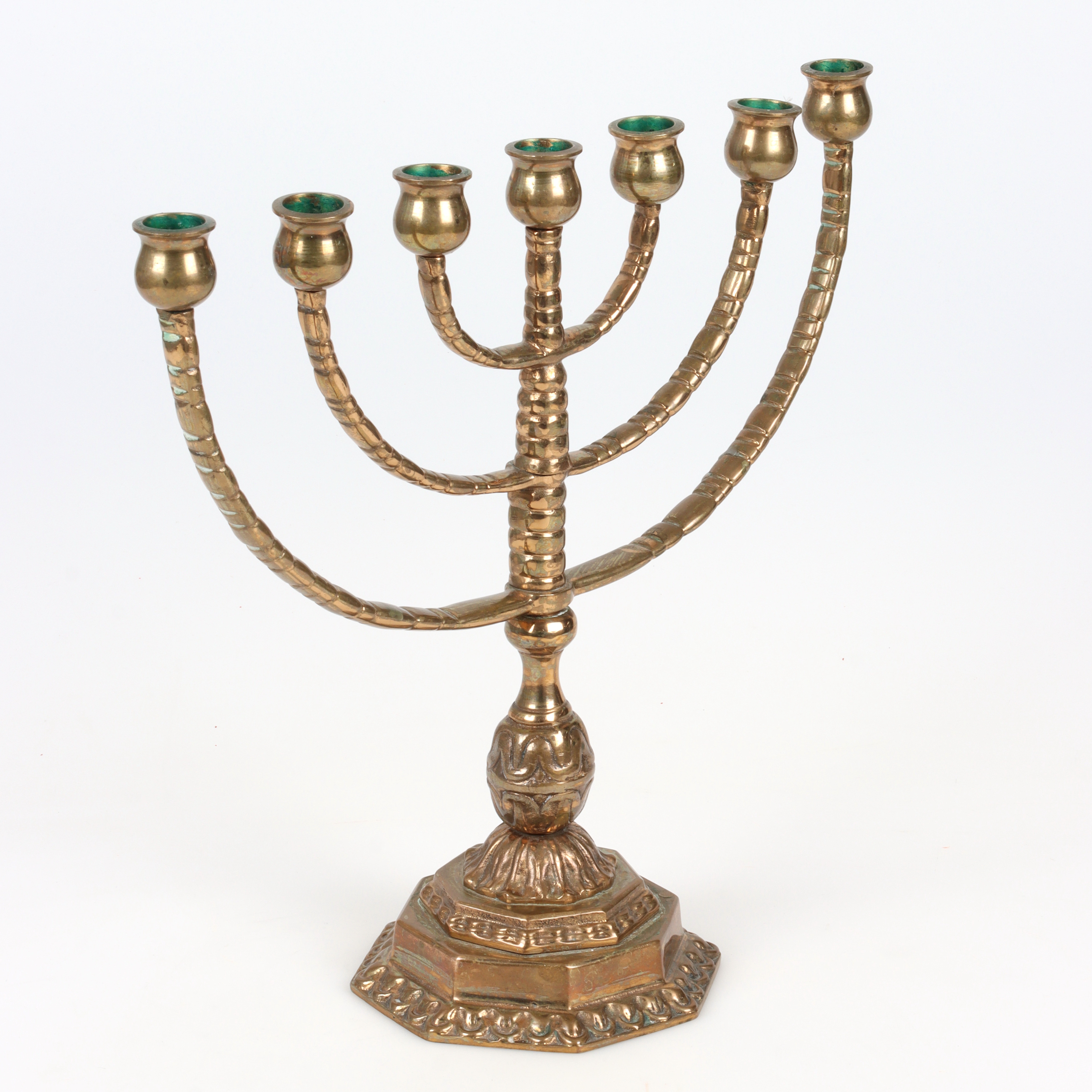 KANDELABER, Menora, malm, 1900-tal.