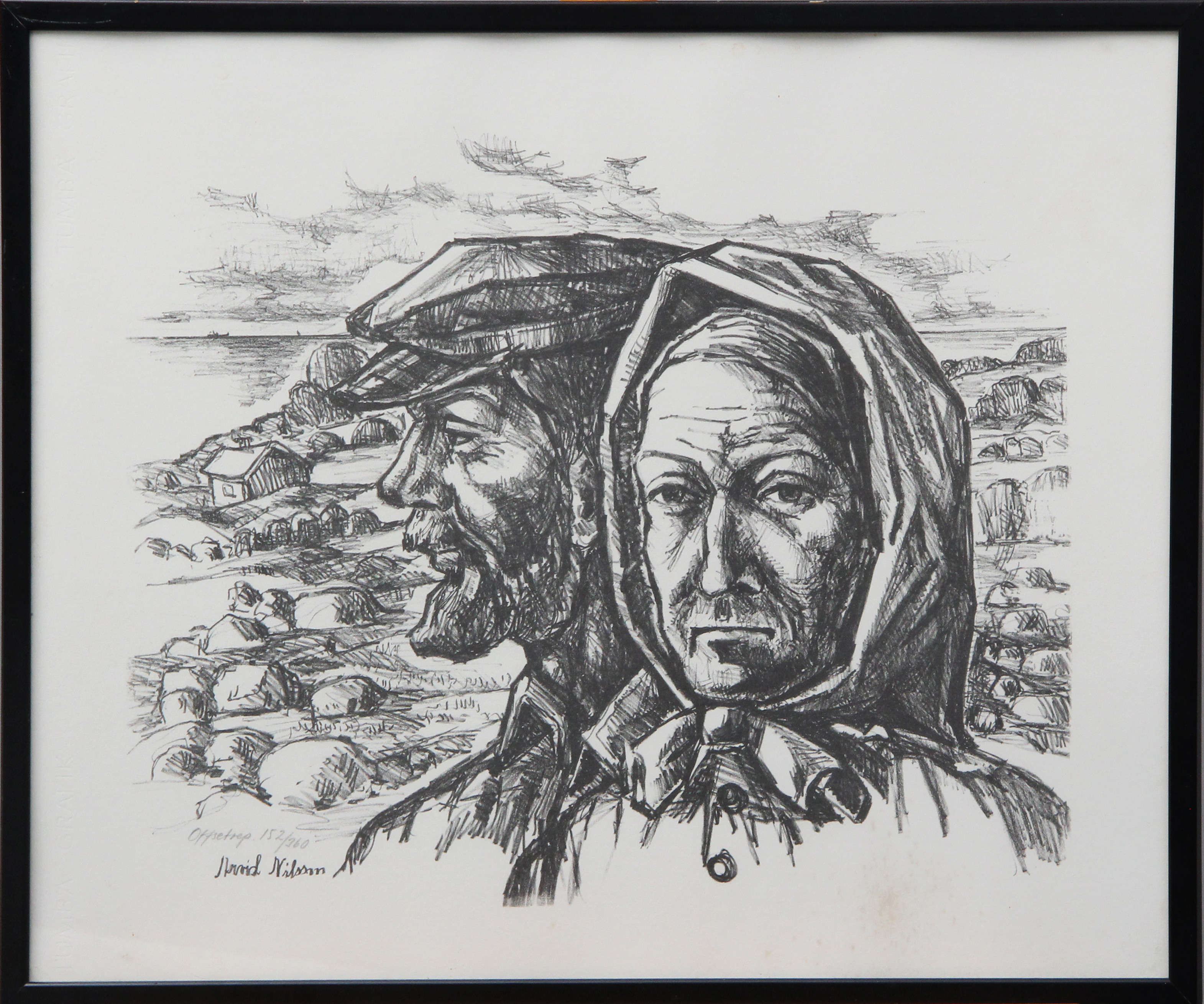 GRAFISKT BLAD, numrerad Offsetreproduktion, Arvid Nilsson, med tryckt signatur.