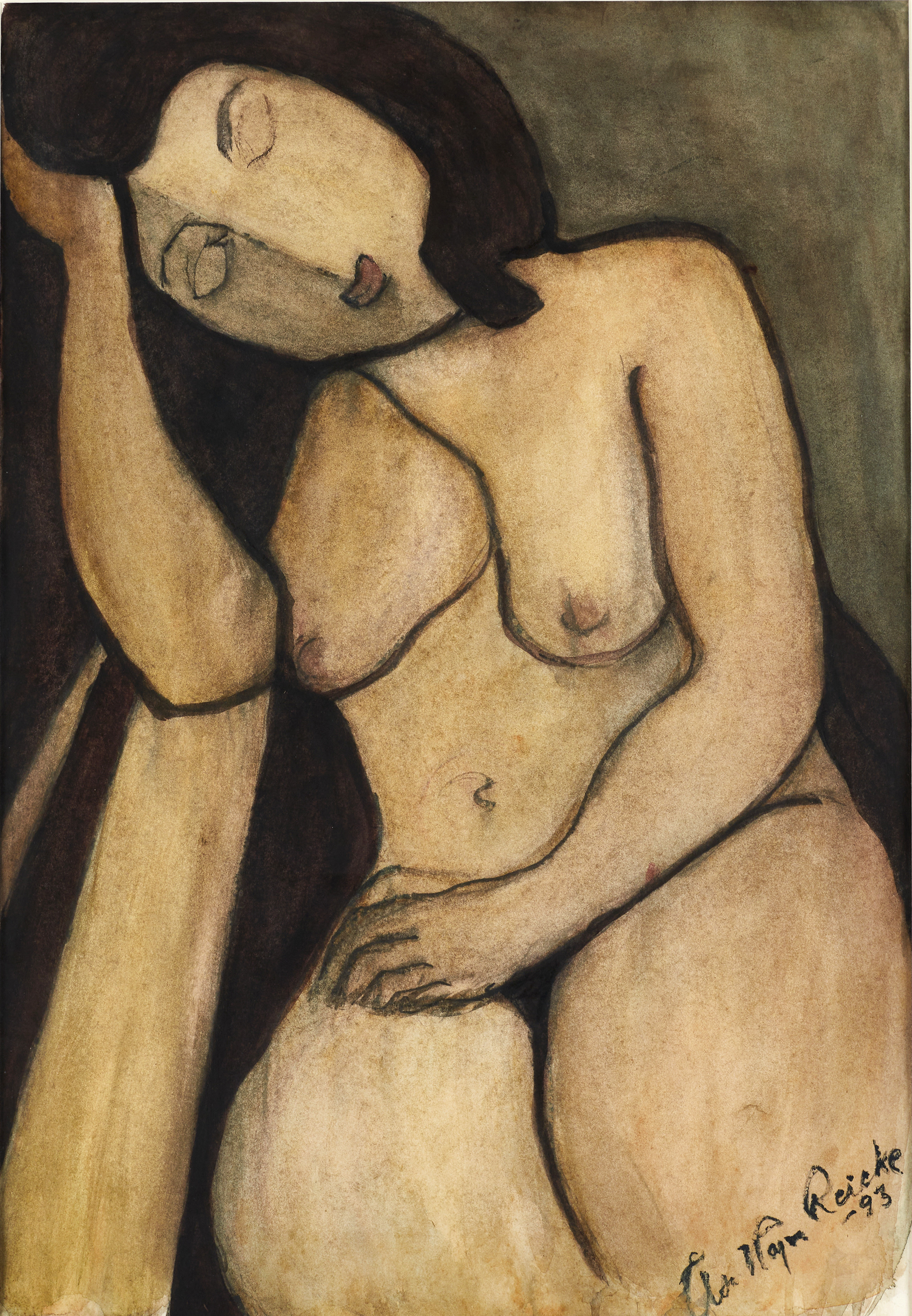 ÅSA KAJSA REICKE (1922-2004), kvinnostudie, signerad, blandteknik på papper.