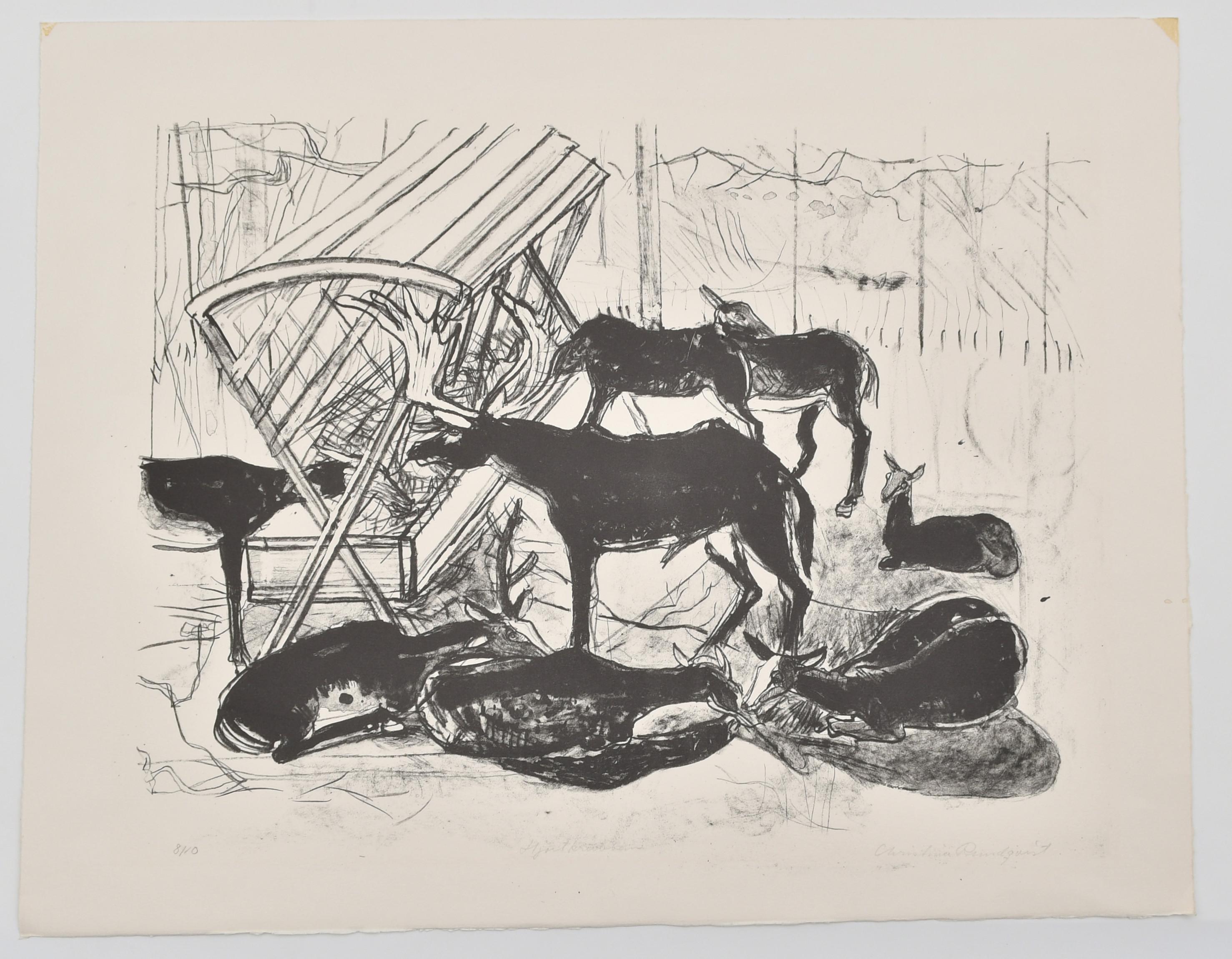 CHRISTINA RUNDQUIST. Hjort krubben. Linje- och akvatintetsning nr 8/10.