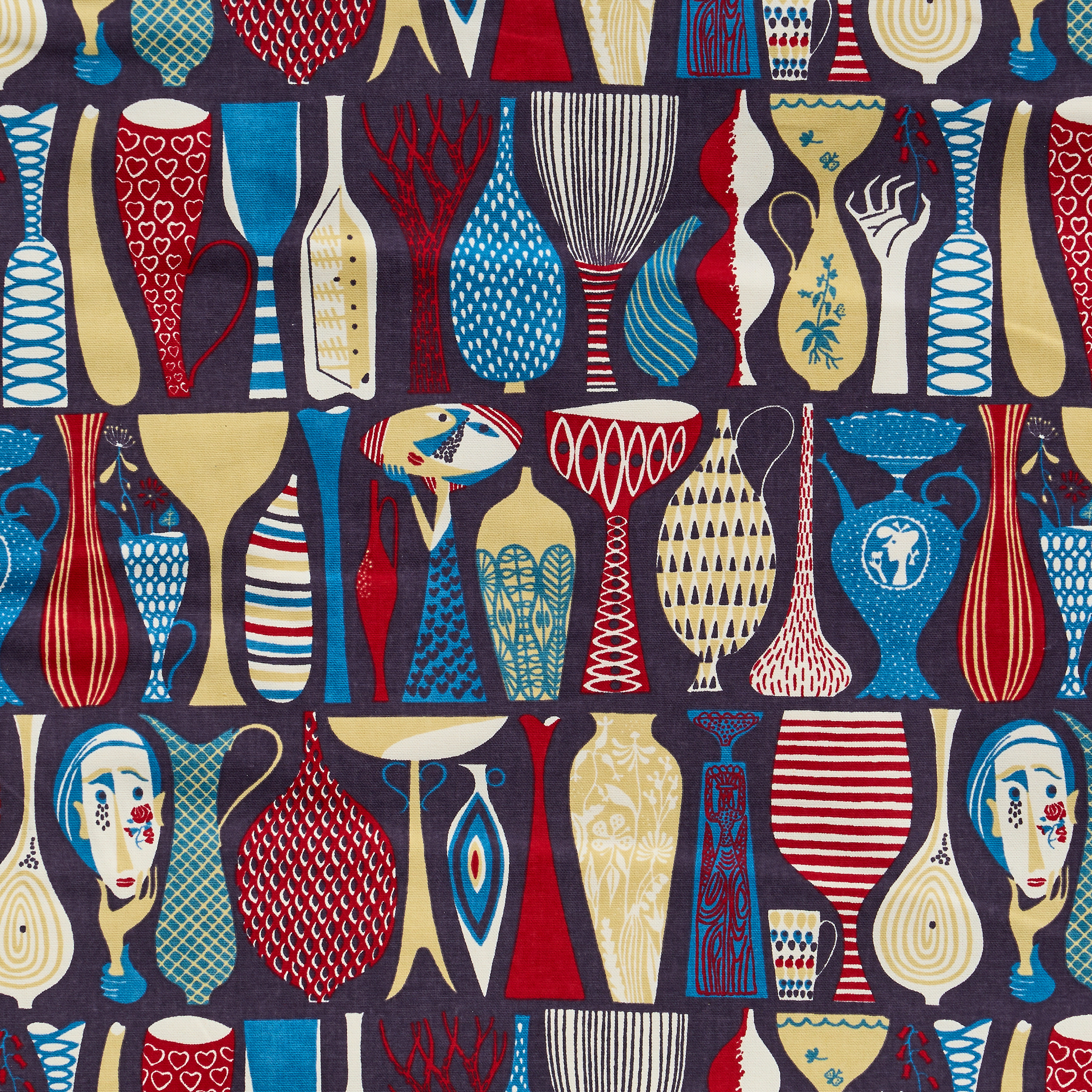 STIG LINDBERG, textil, "Pottery", Ljungsbergs textiltryck, bomull, ca. 500x158 cm.