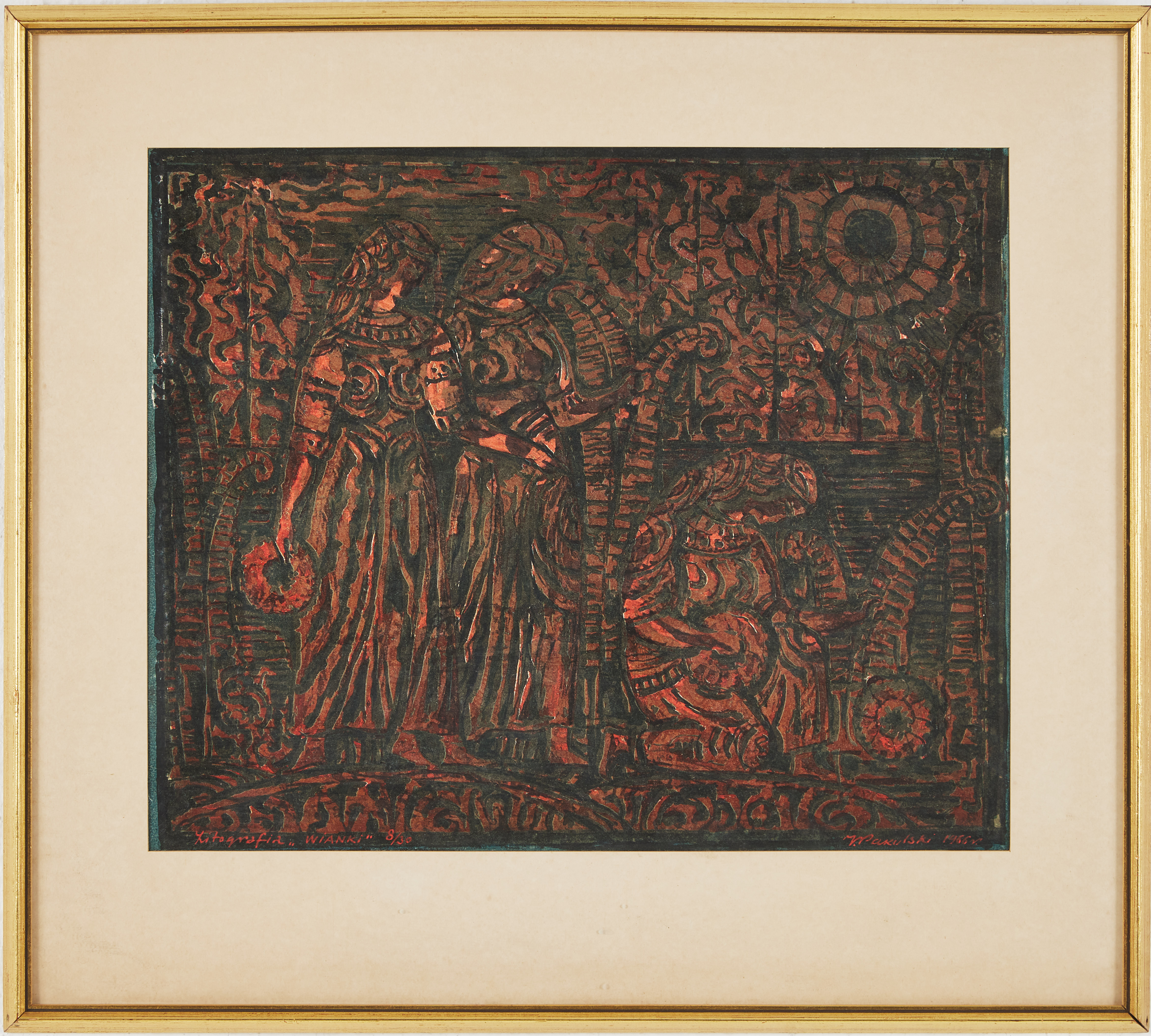 JÓZEF PAKULSKI (Ukraina / Polen 1900-1975) "Wianki" Kolorerat litografi, signerad och daterad 1966, numrerad 8/30.