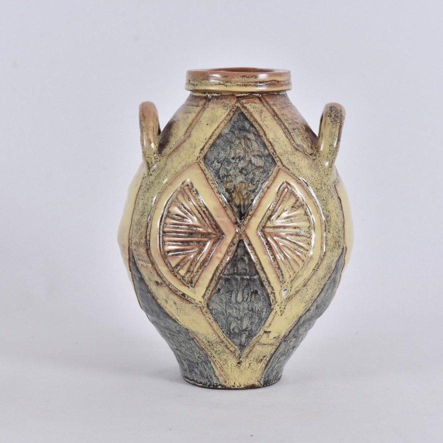 OVE RASMUSSEN. hänkelvas, glaserat lergods, Båtabackens Keramik.