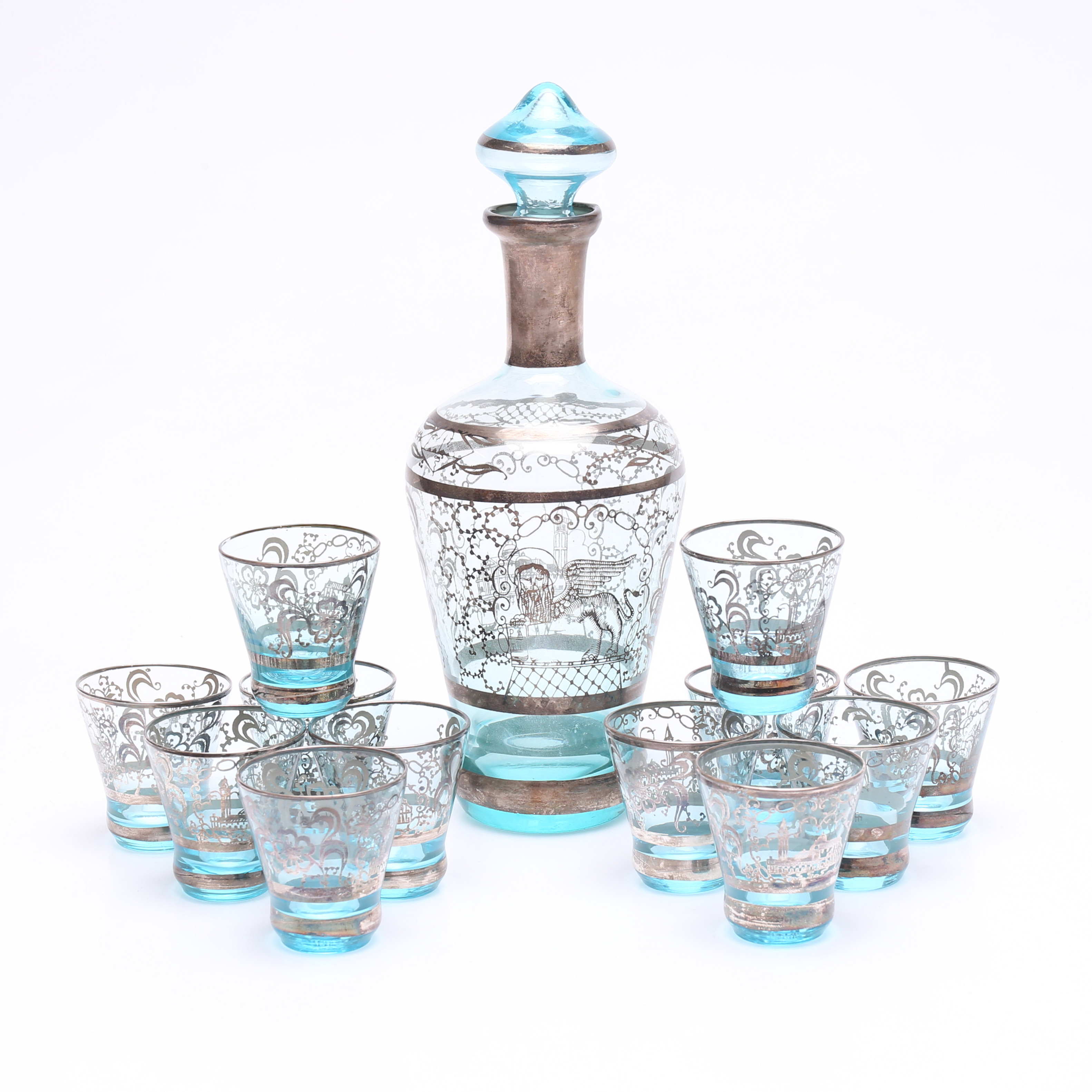 KARAFF samt glas 13 delar, Italien.