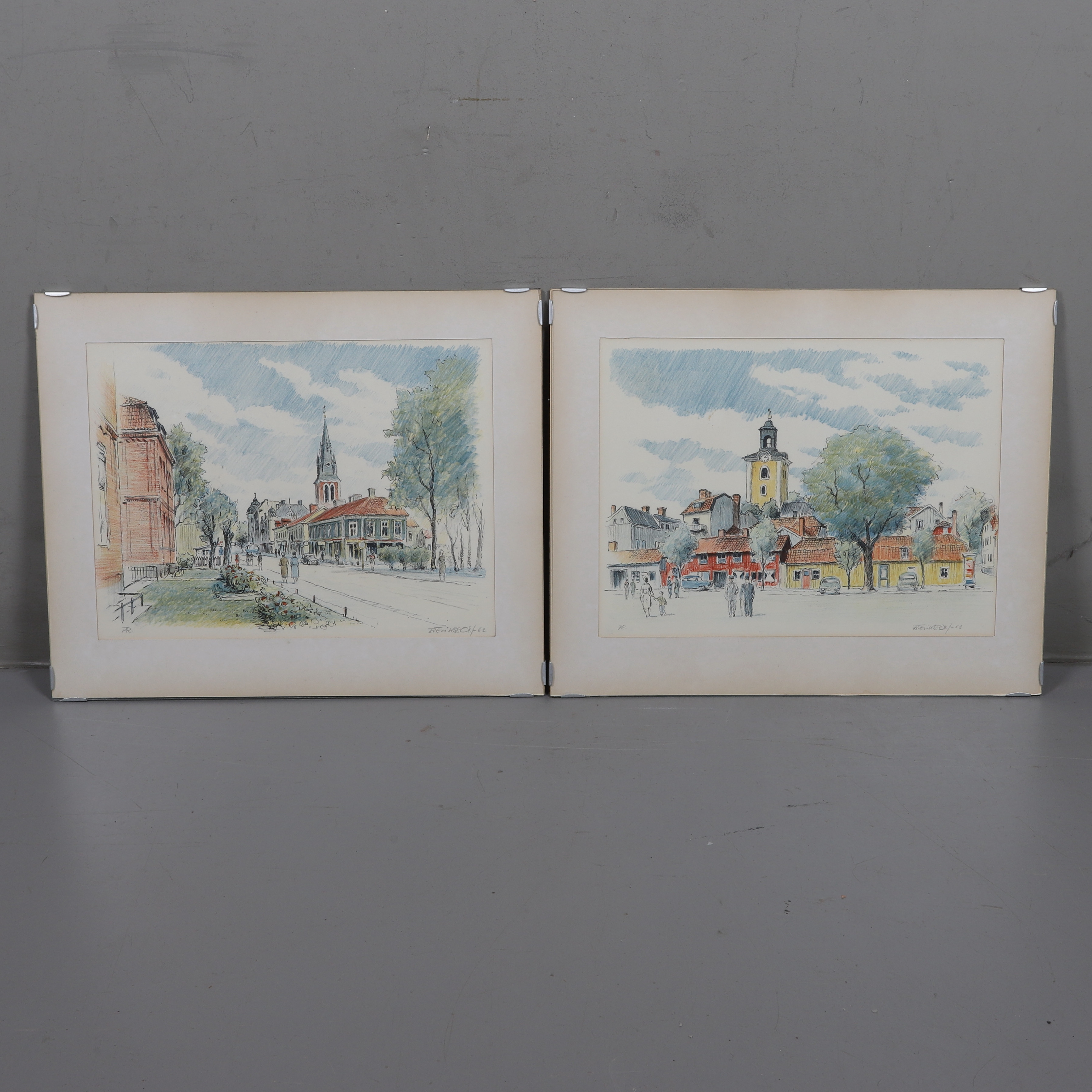 ROLF ERIKSSON. Litografier, 2 st, signerad och daterad -62.