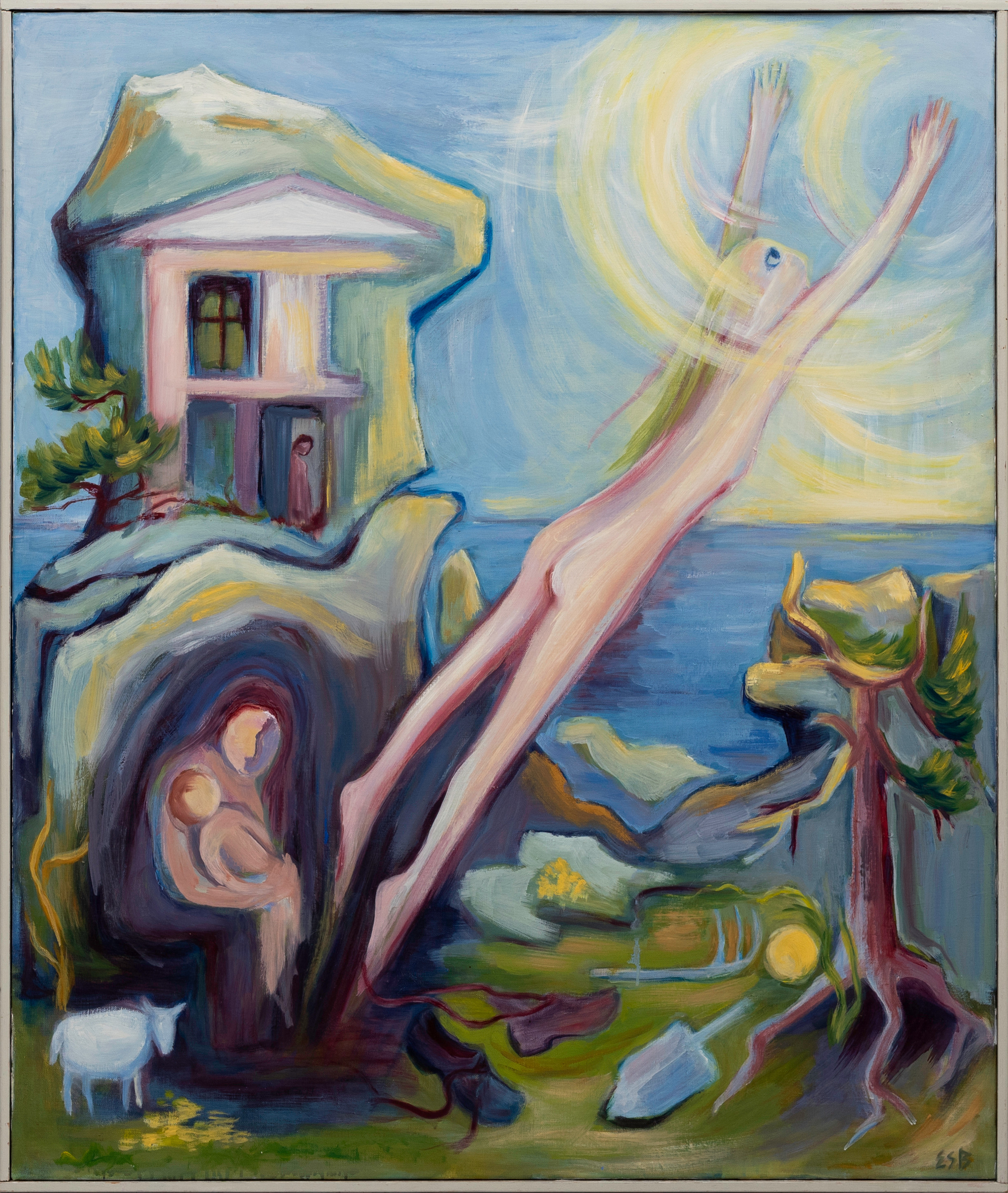 EVA S BERG. Händerna mot himlen, olja på duk, signerad, ESB.