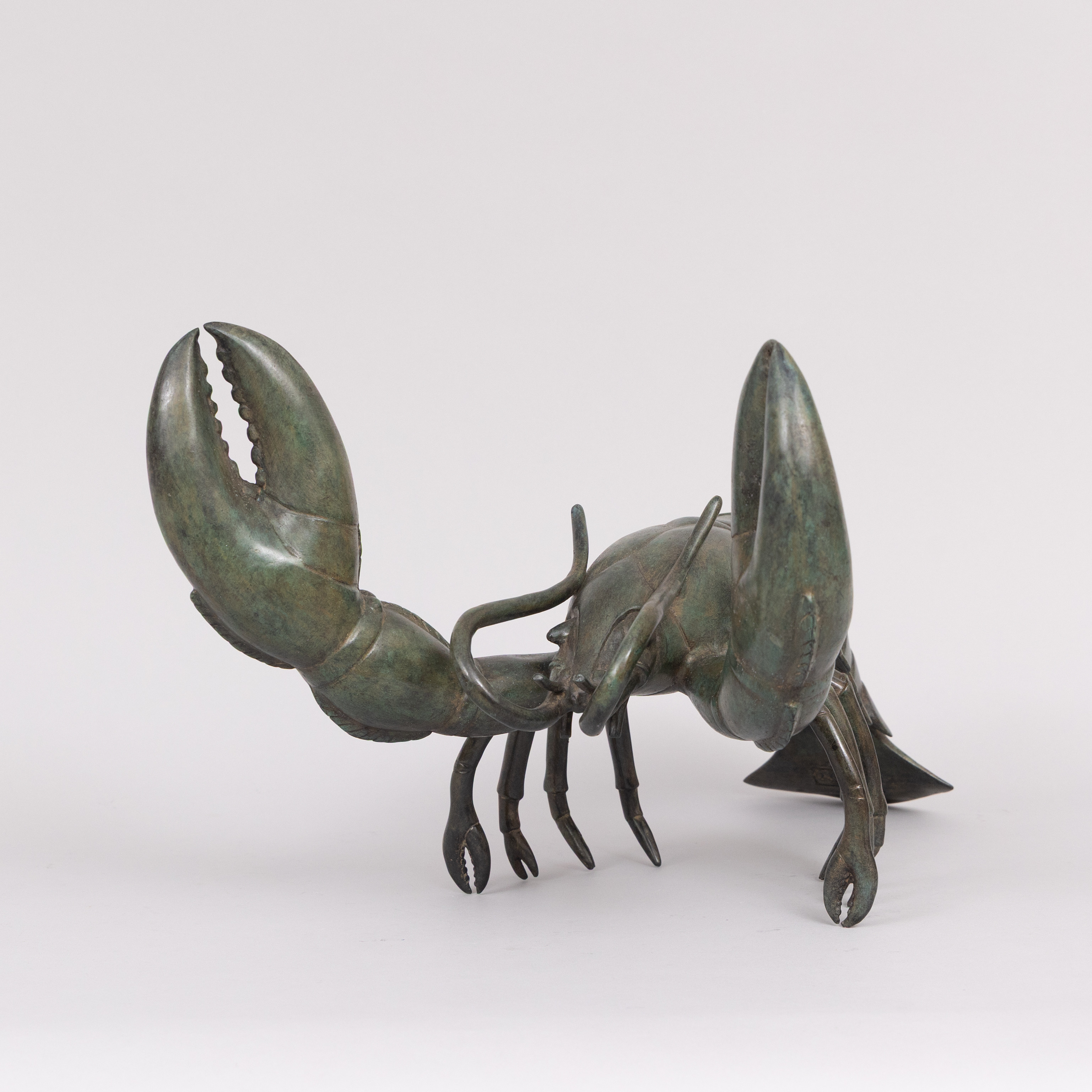 SKULPTUR, hummer, grönpatinerad brons, Art People Gallery, Sweden, stämplad A P G.