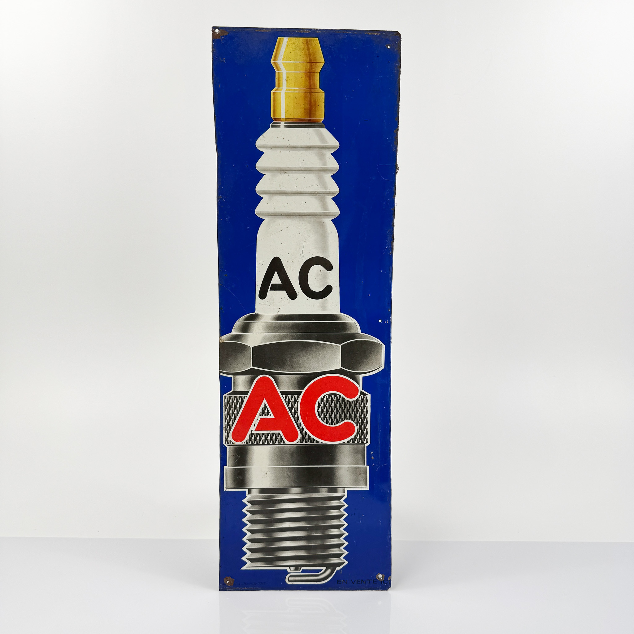 AC Tändstift, plåtskylt, 1940/50-tal.