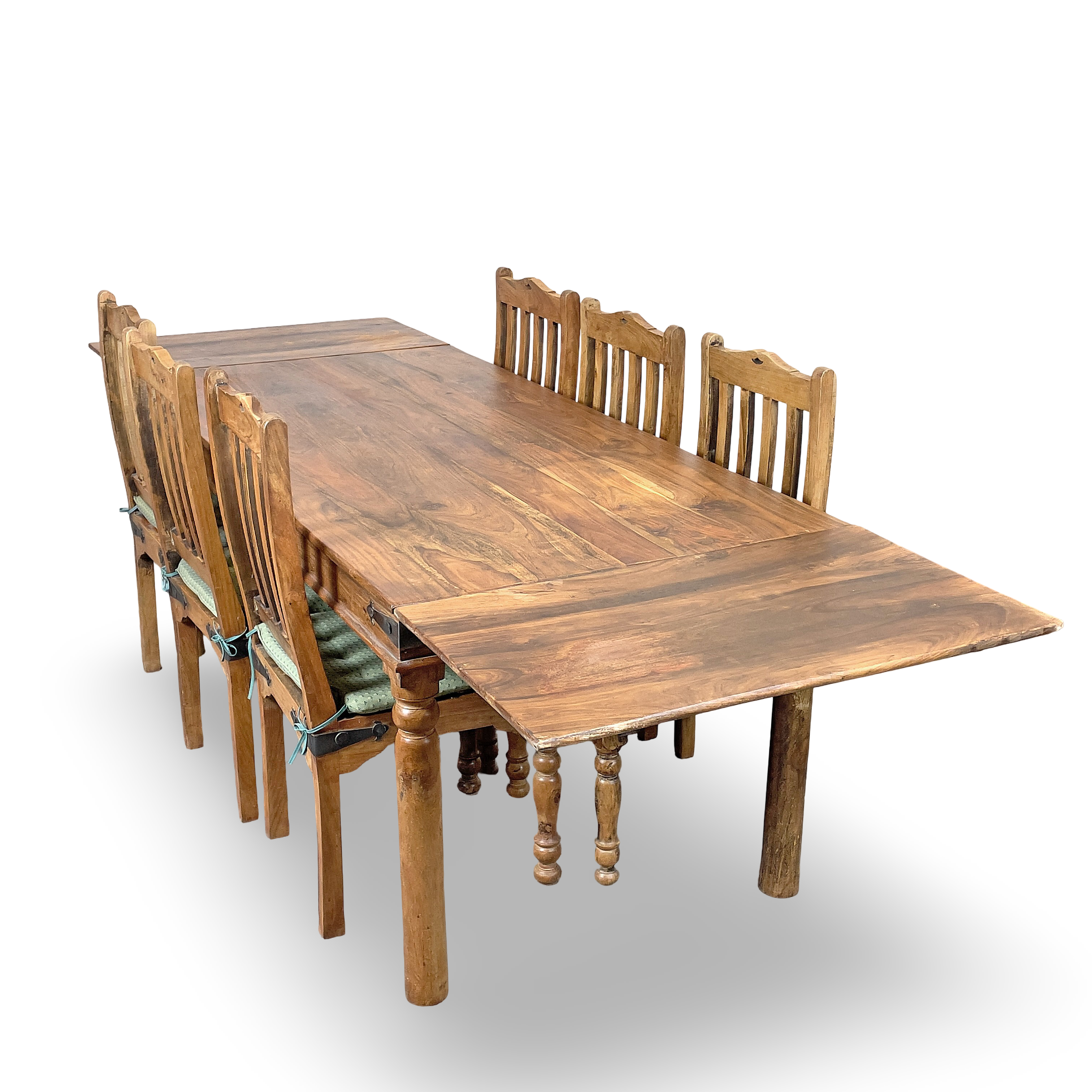 MATSALSBORD MED 6 STOLAR, trä/metall, vintagestil, 2000-tal.