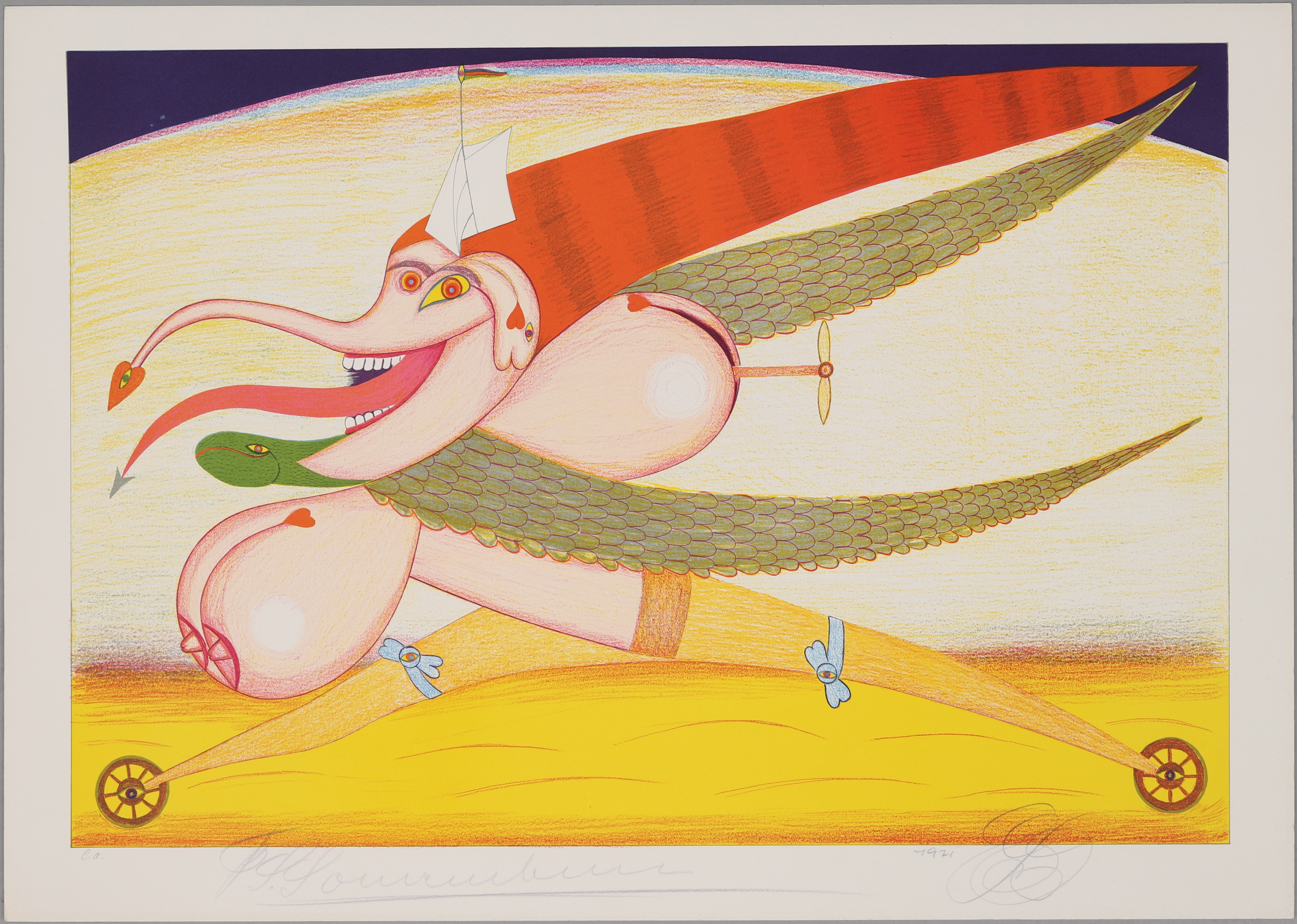 FRIEDRICH SCHRÖDER- SONNENSTERN (1892-1982). Komposition. Färglitografi, signerad daterad 1971 och märkt ea.