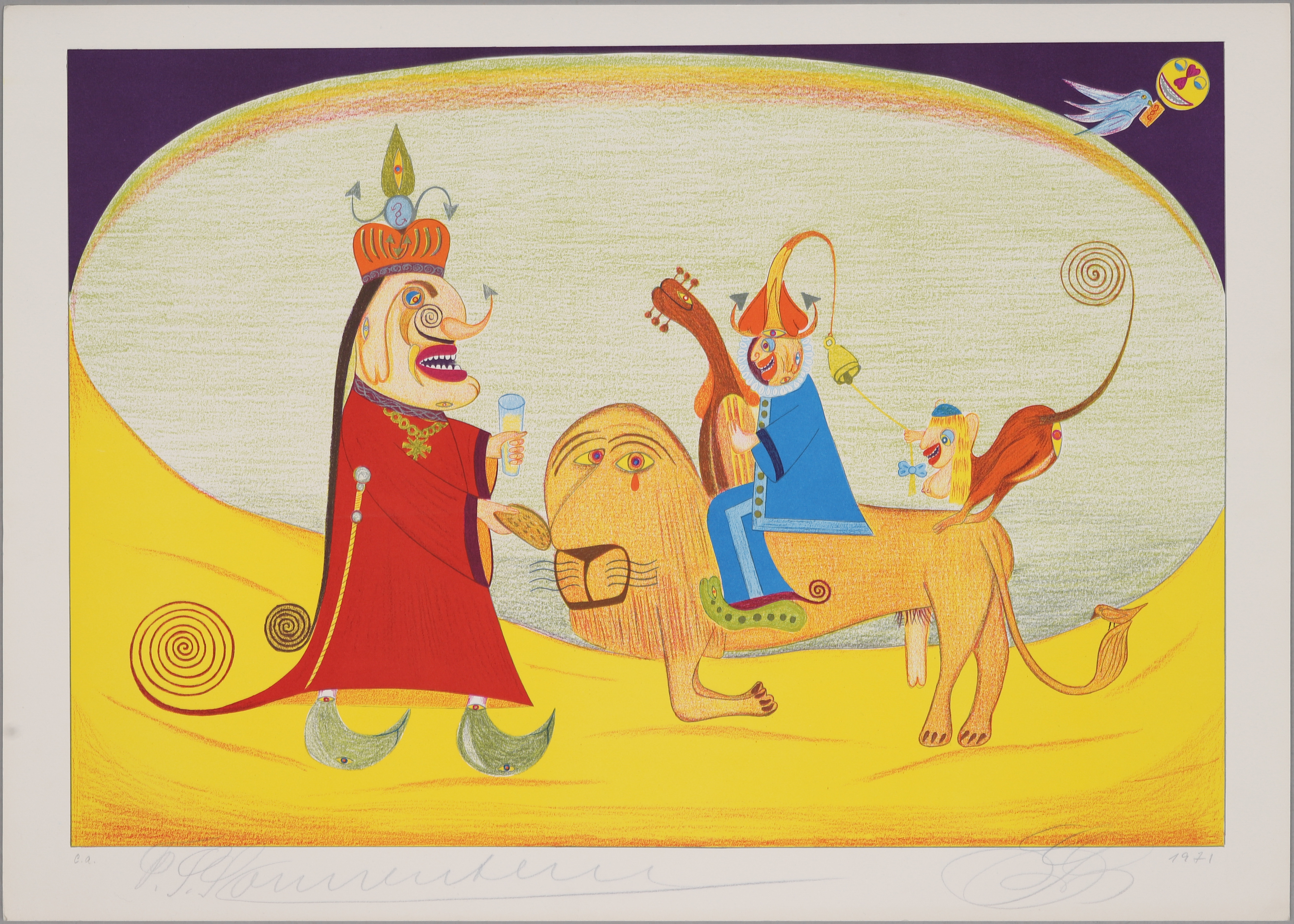 FRIEDRICH SCHRÖDER- SONNENSTERN (1892-1982). Komposition. Färglitografi, signerad daterad 1971 och märkt ea.