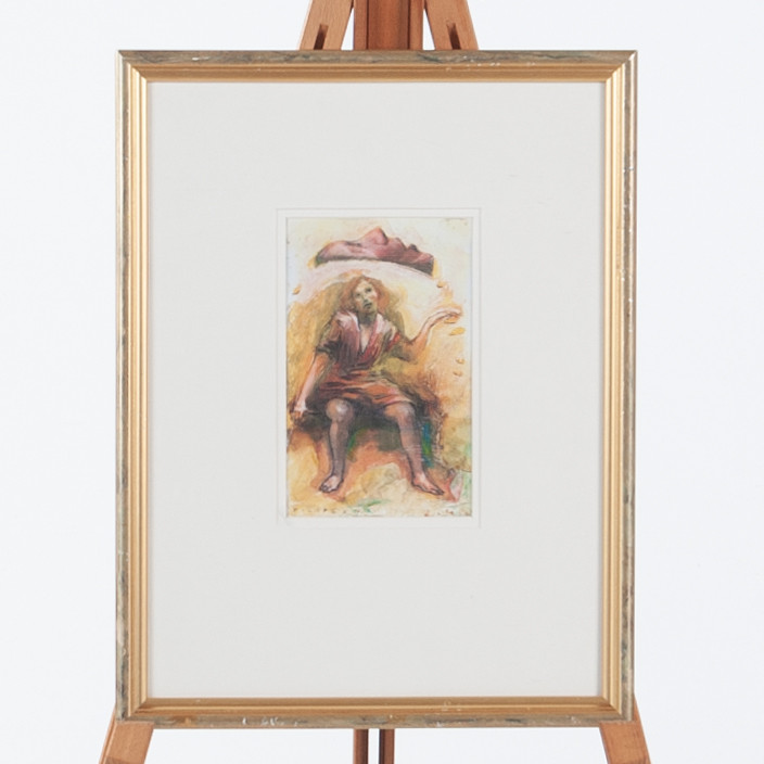 TADEUSZ FILIPEK (FÖDD 1957). Blandteknik på papper, sittande kvinna.