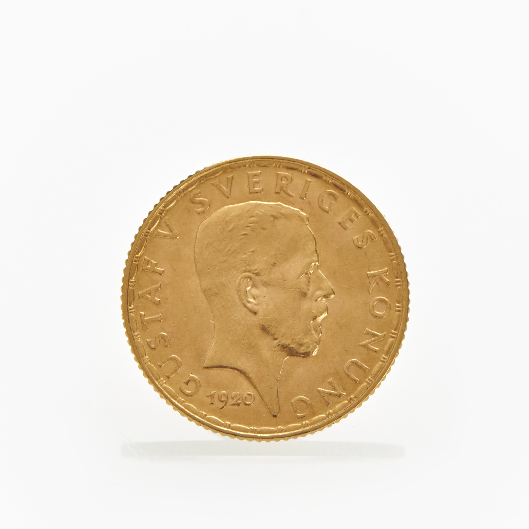 GUSTAV V (1858-1950). Guldmynt, 5 kronor 1920.