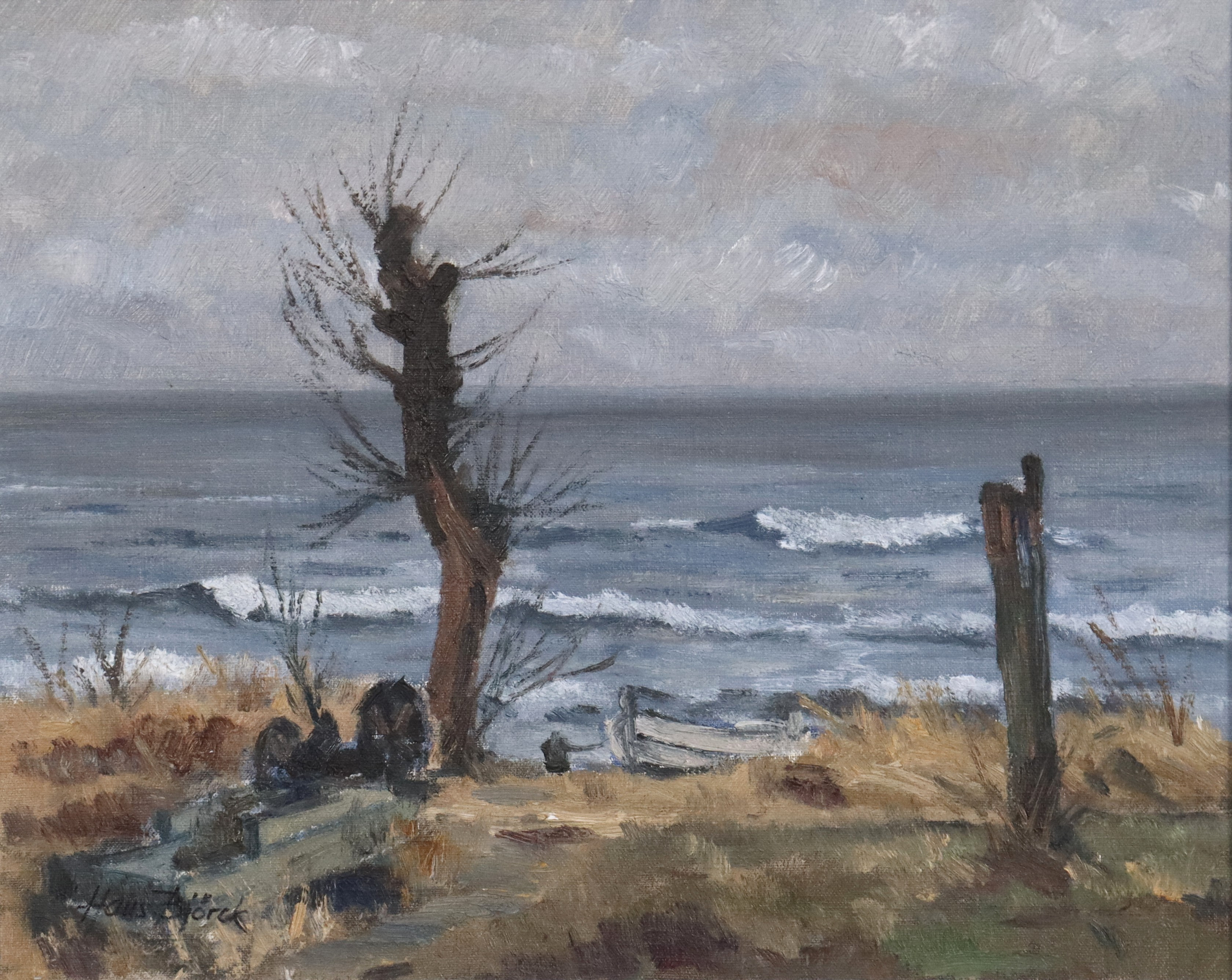 HANS BJÖRCK. olja på duk, kustmotiv.