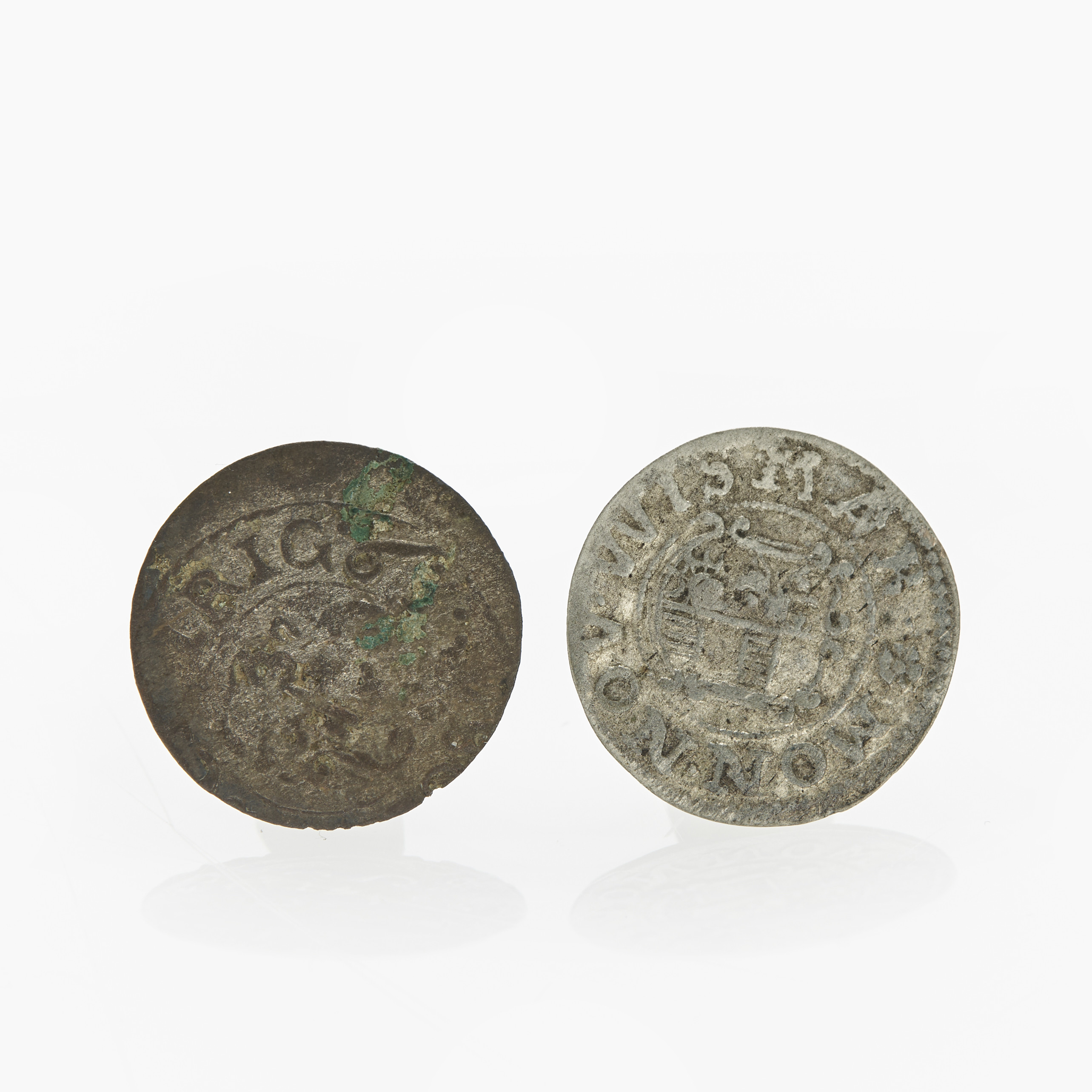 KARL XI (16760-1697) Wismar 1/96 reichtaler u.å. + S:e Riga schilling/solidus (1/48 Thaler) 1663.