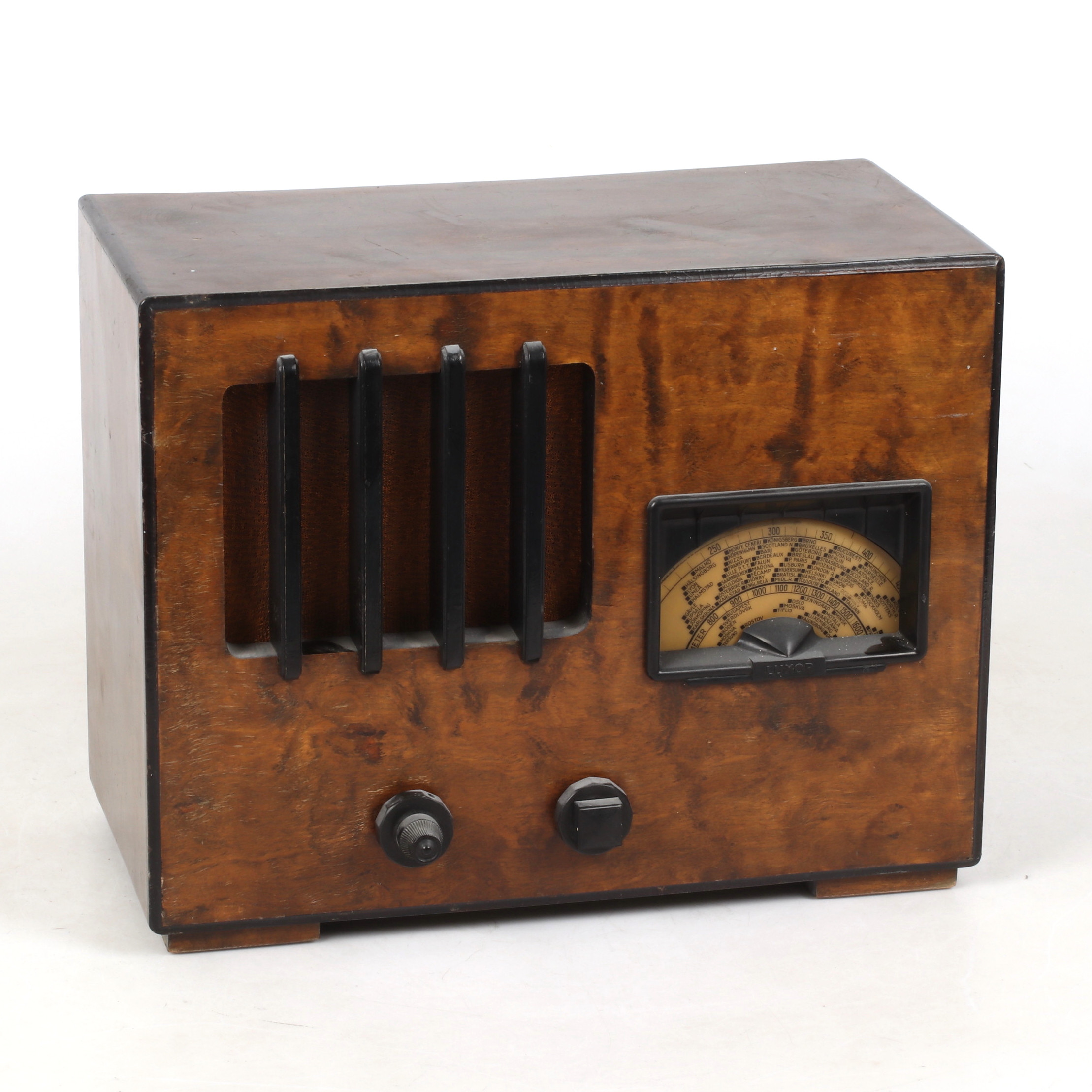 RADIO, typ 825, fodral i bonad björk, Luxor, 1930/40-tal.