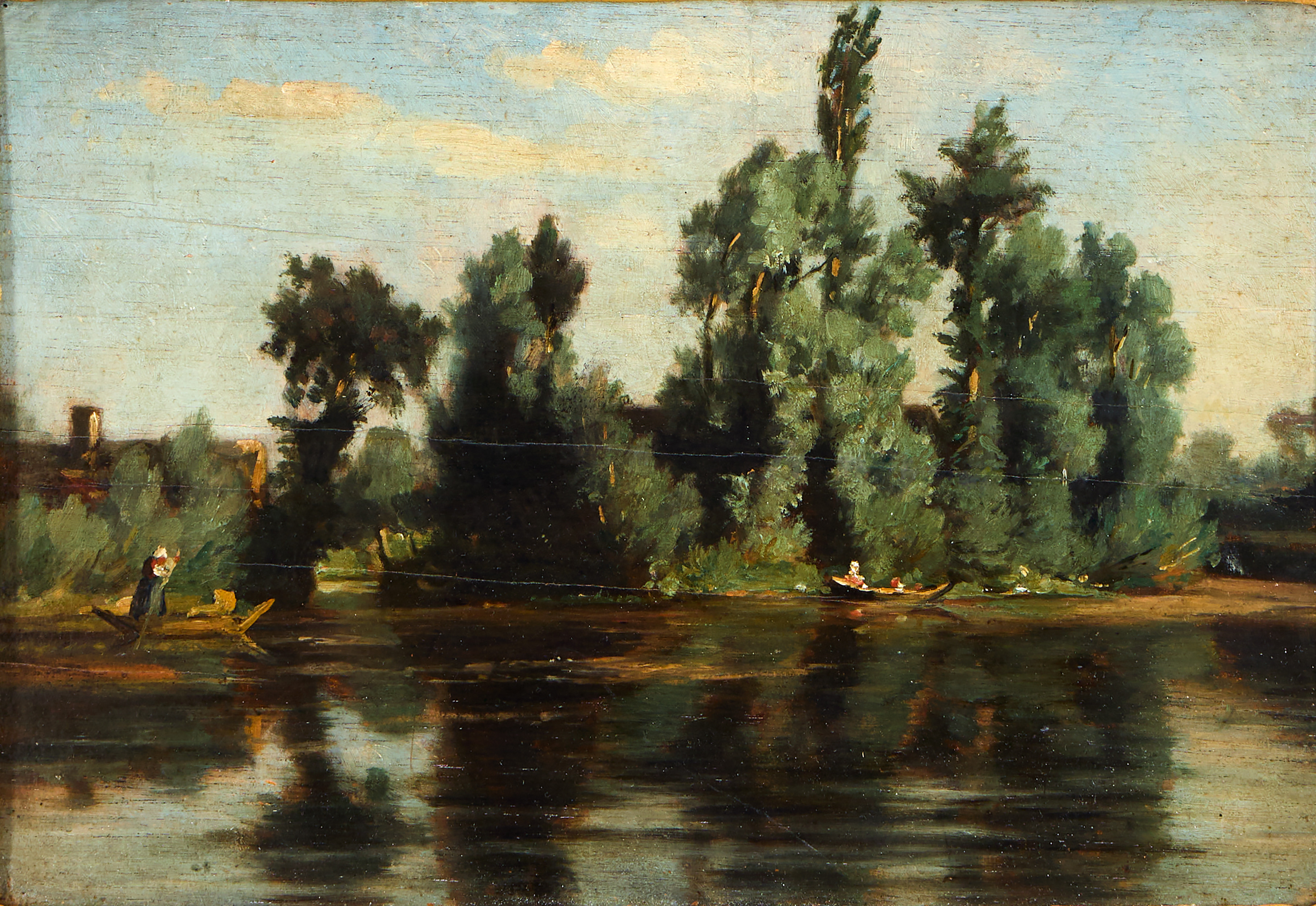 CHARLES FRANÇOIS DAUBIGNY. TILLSKRIVEN. Insjölandskap.