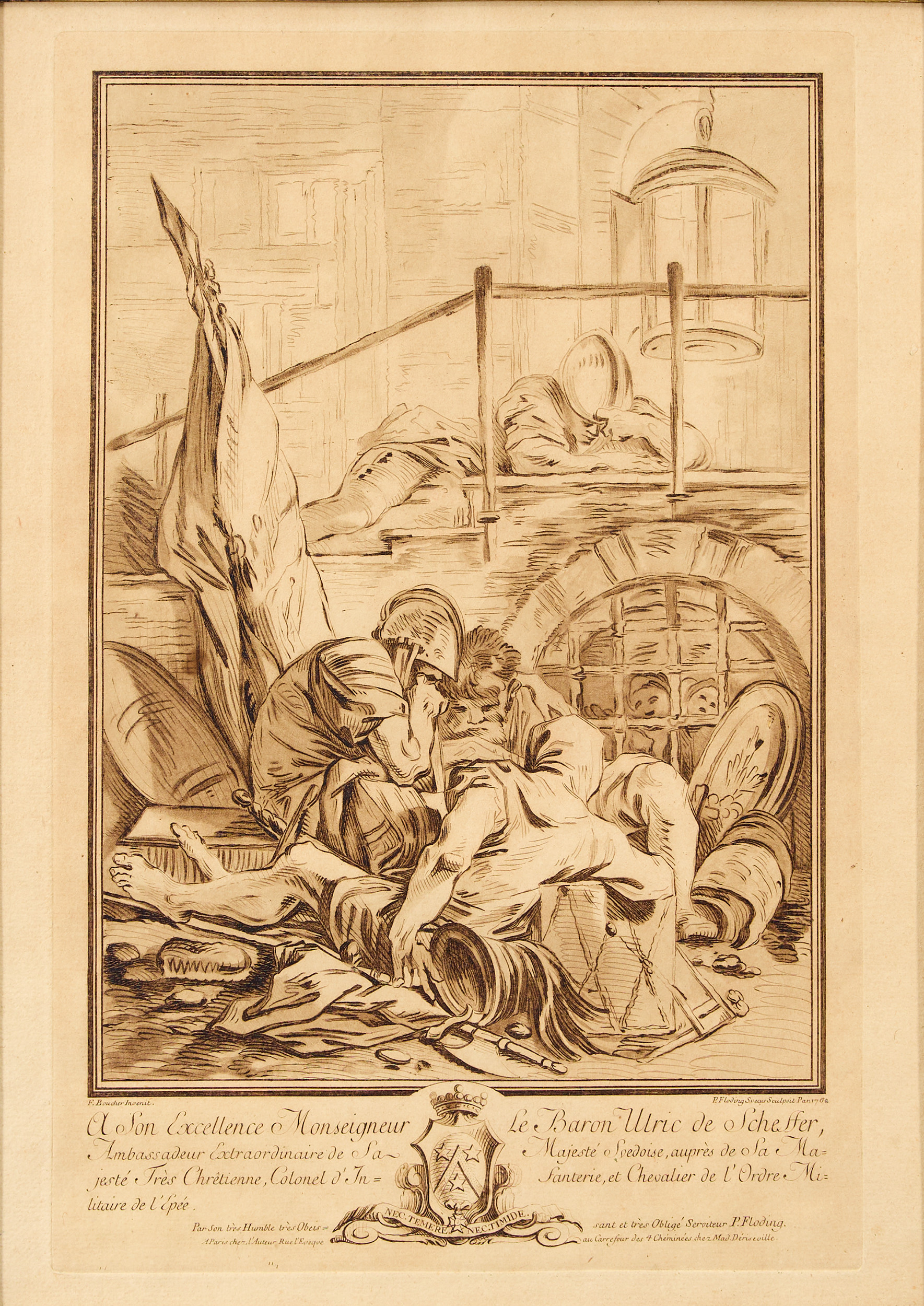 PER FLODING. Gravyr efter motiv av François Boucher.