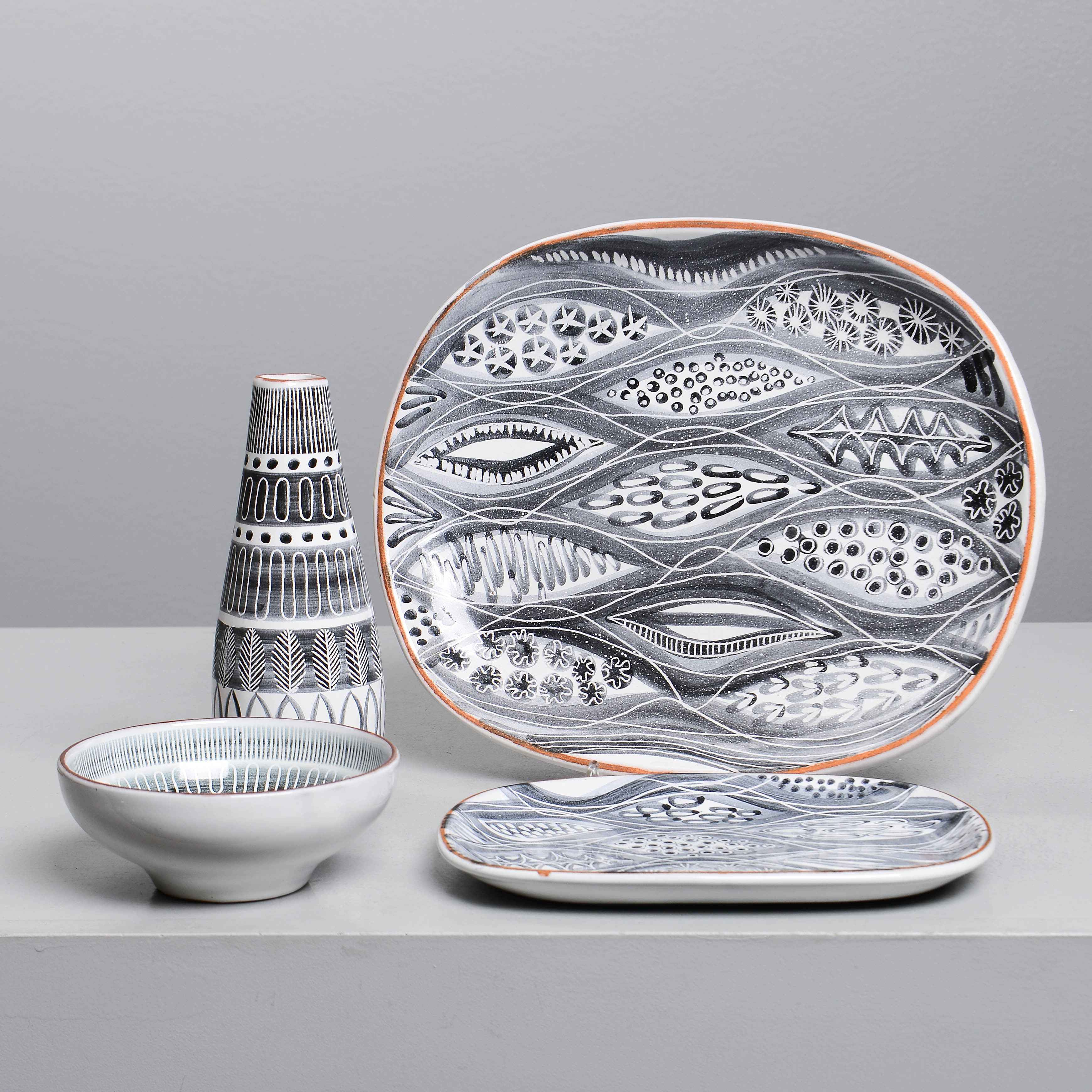 INGRID ATTERBERG. "Grafika", 4 delar, Upsala Ekeby, 1951-54.