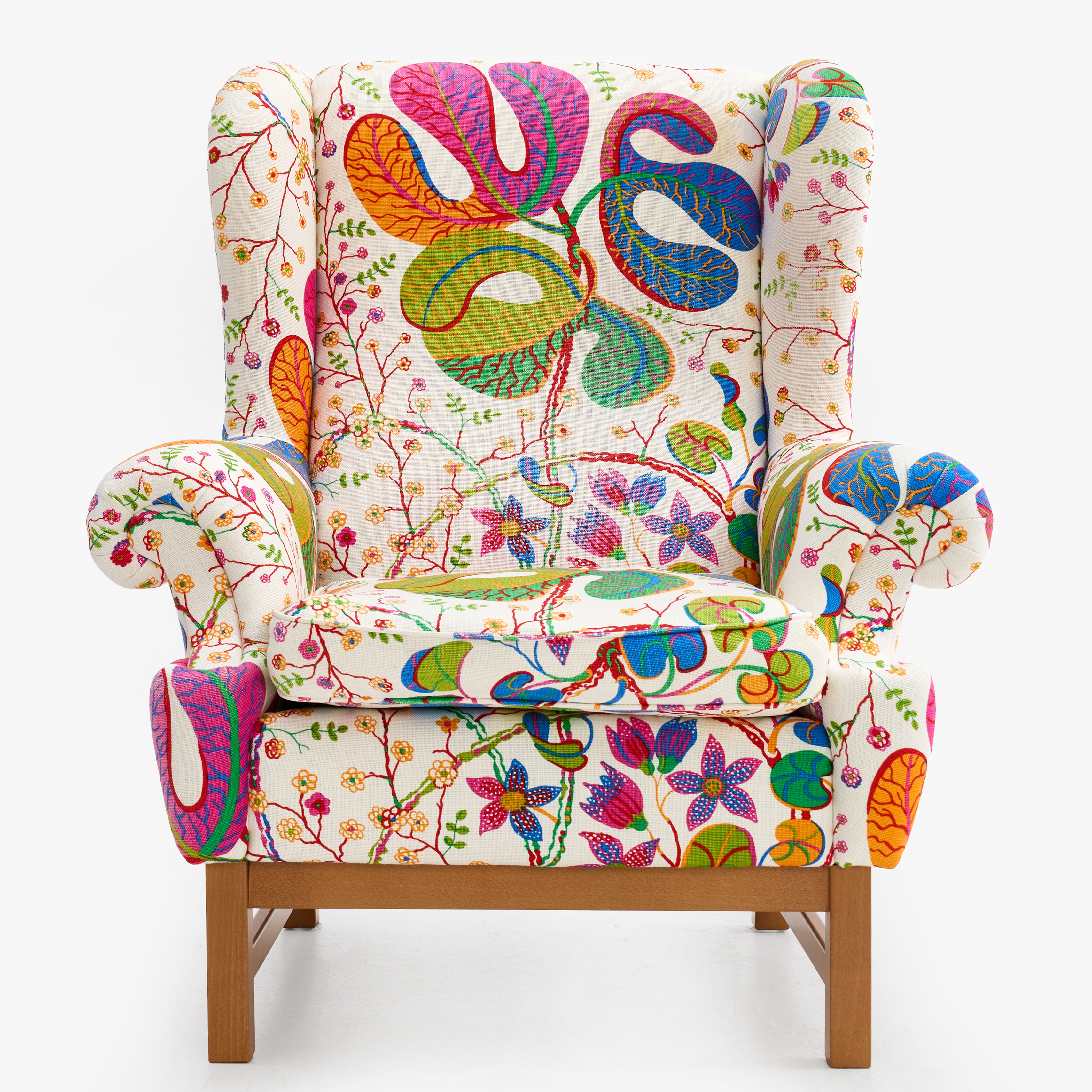 RAGNAR HELSÉN. Fåtölj, "Oxford", modell 3543, Firma Svenskt Tenn, klädd i "Teheran" av Josef Frank.