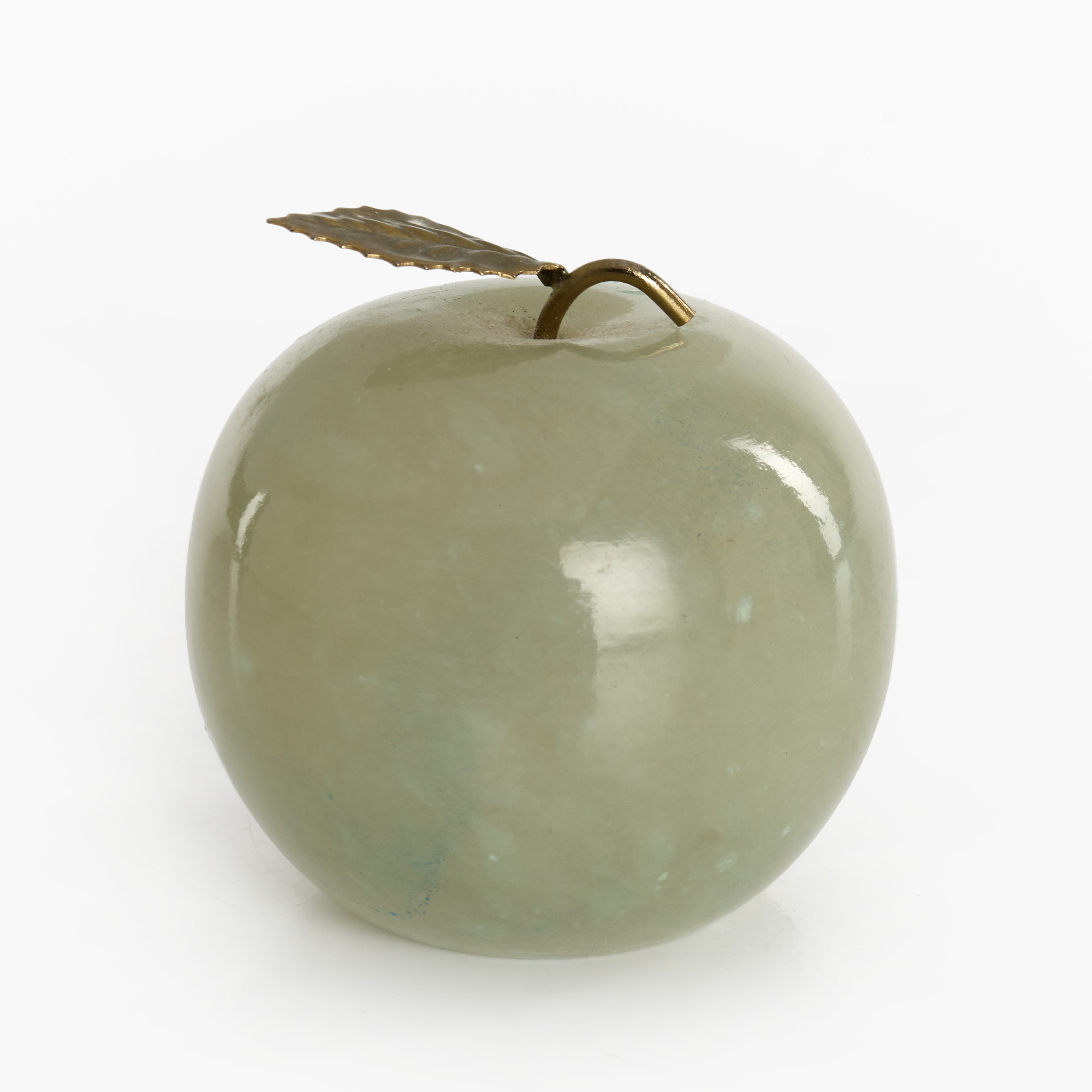 PENNSTÄLL, i form av äpple, sannolikt Italien, 1960/70-tal, alabaster, undersida med spår av etikett.