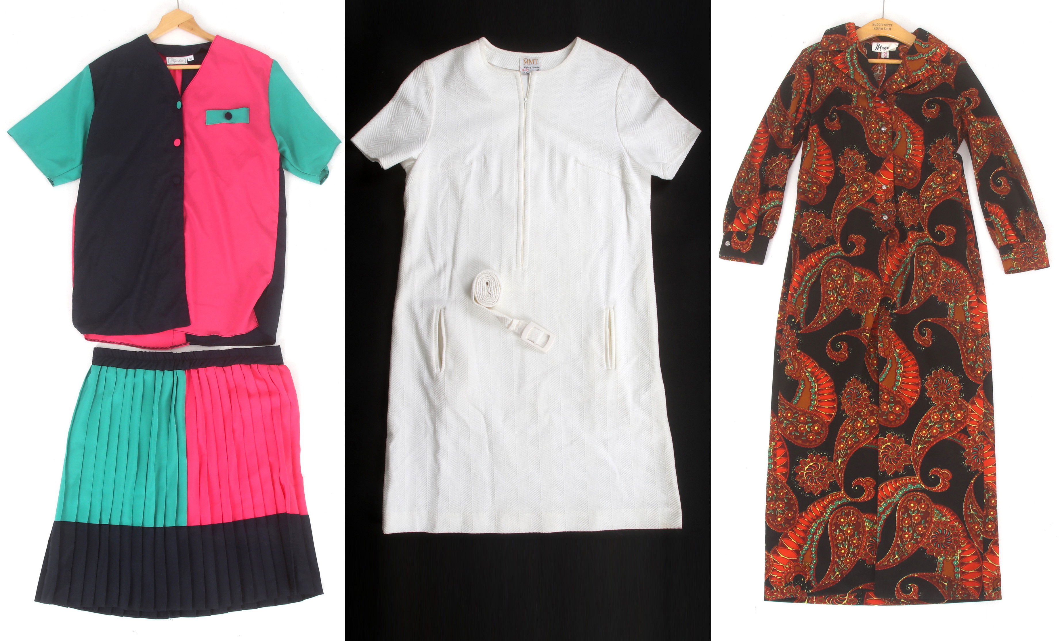 KLÄNNINGAR, 3 st, bl.a. Katja of Sweden och Hagenfeldt. 1960/70-tal.