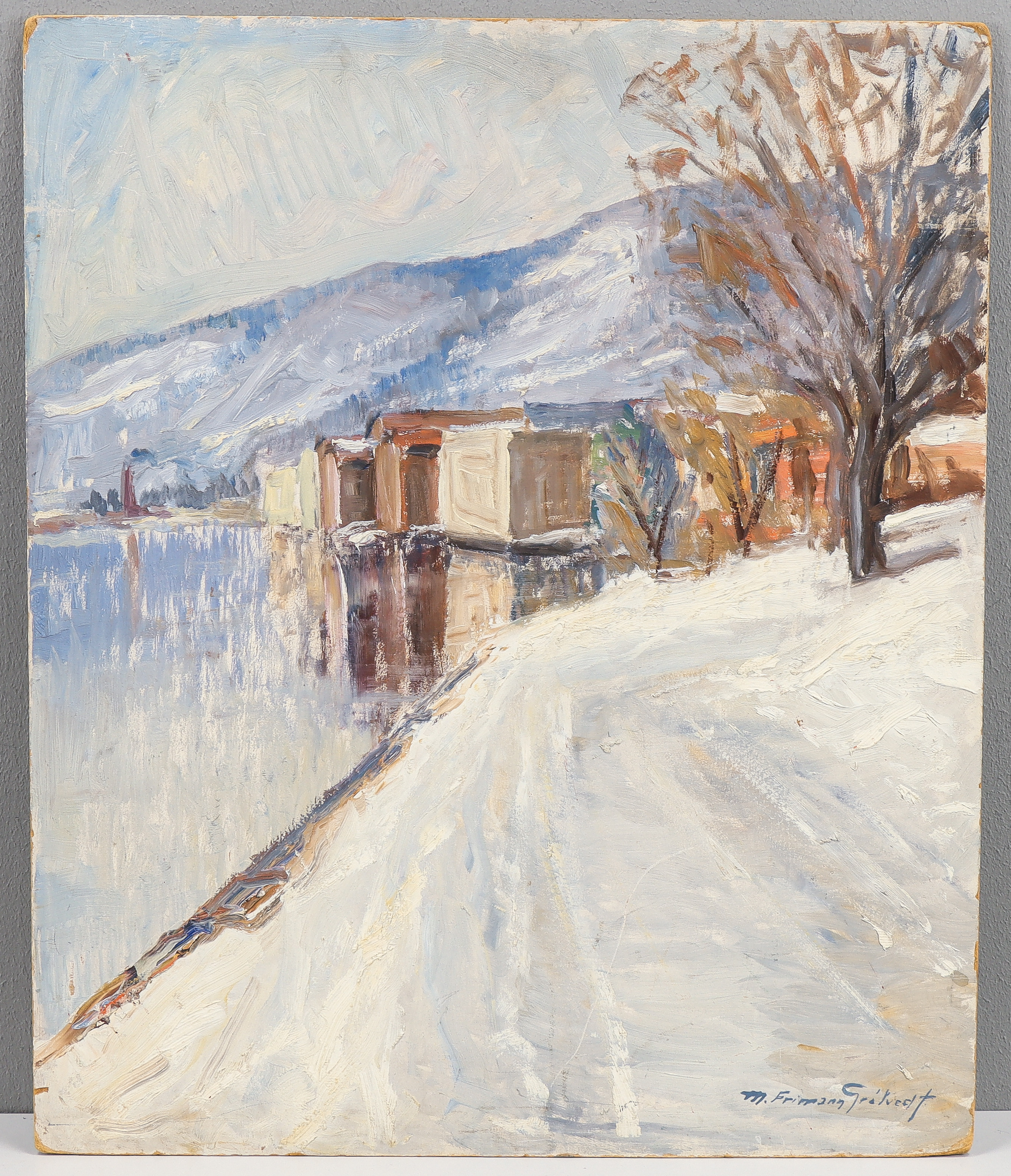 OIDENTIFIERAD KONSTNÄR, norskt landskap, signerad "m. Frimann Grötvedt.