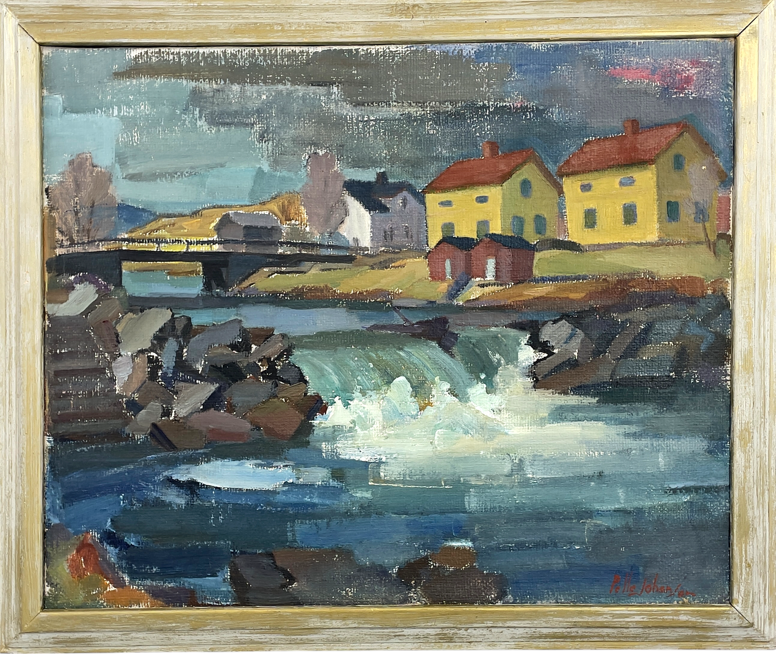 PELLE JOHANSON (1901 - 1983), olja på duk, Fors med vattenfall, signerad.