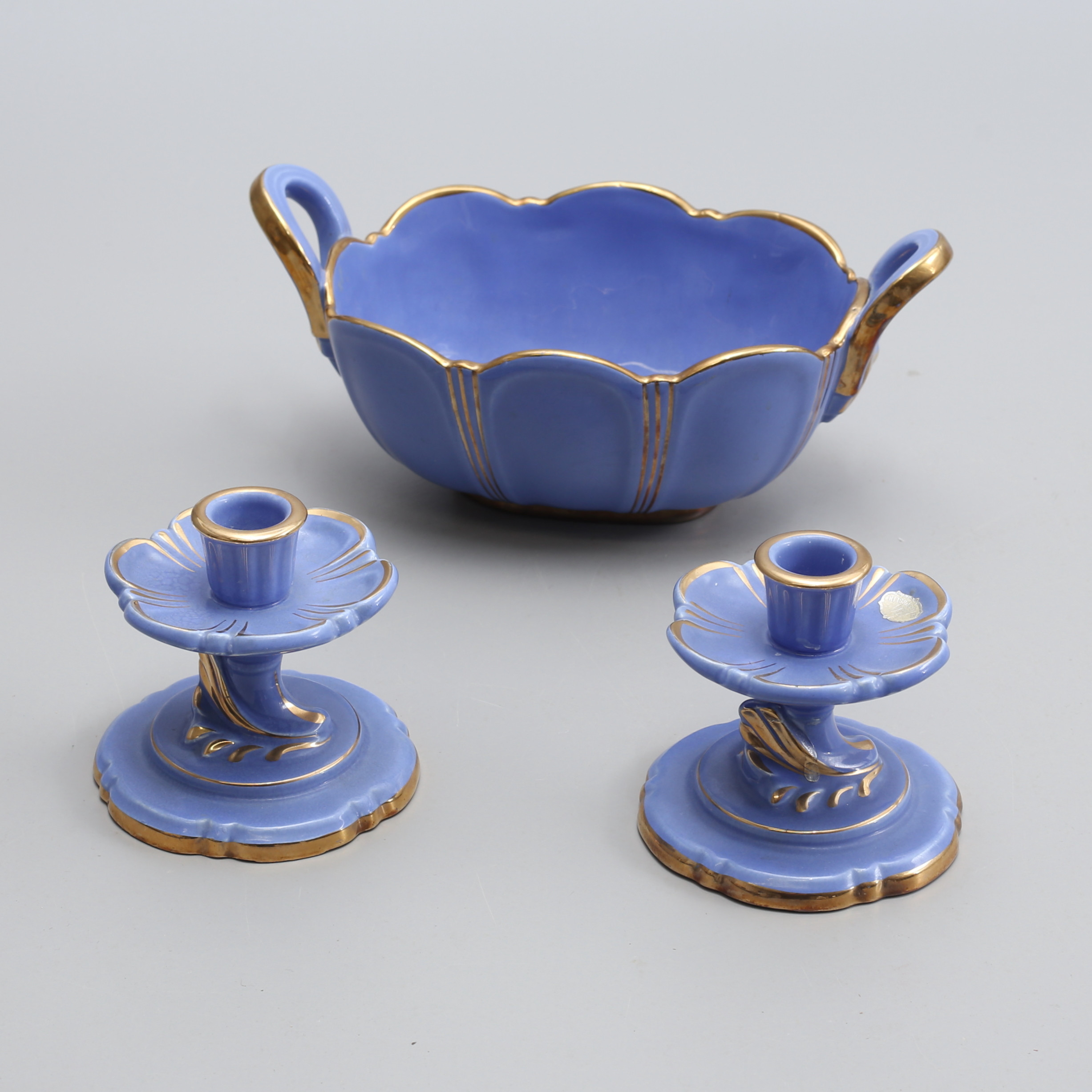 KERAMIKFÖREMÅL, 3 delar, "Safir", Arthur Percy, Gefle.