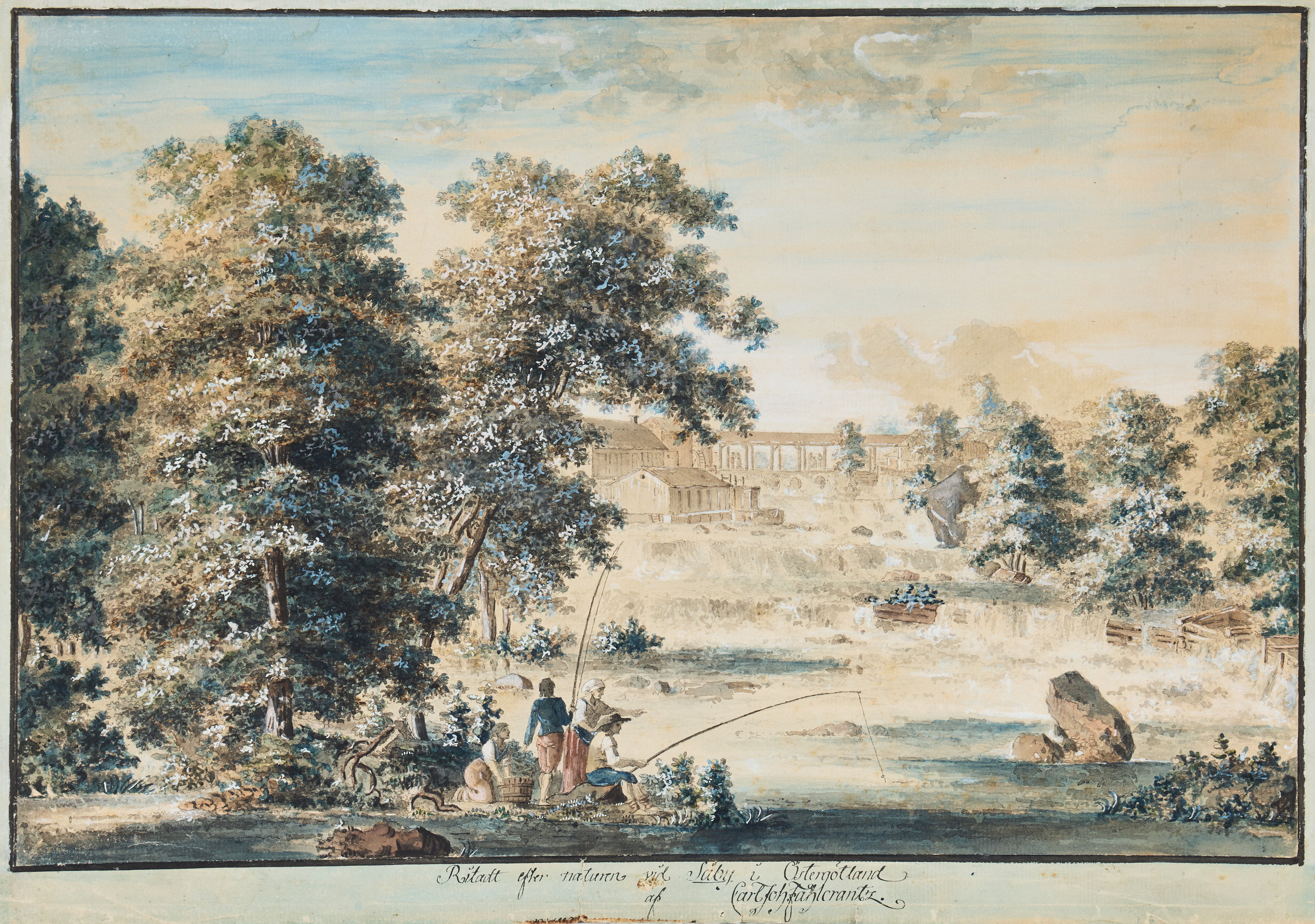 CARL JOHAN FAHLCRANTZ (1774-1861). "Ritadt efter naturen vid Säby i Östergötland".