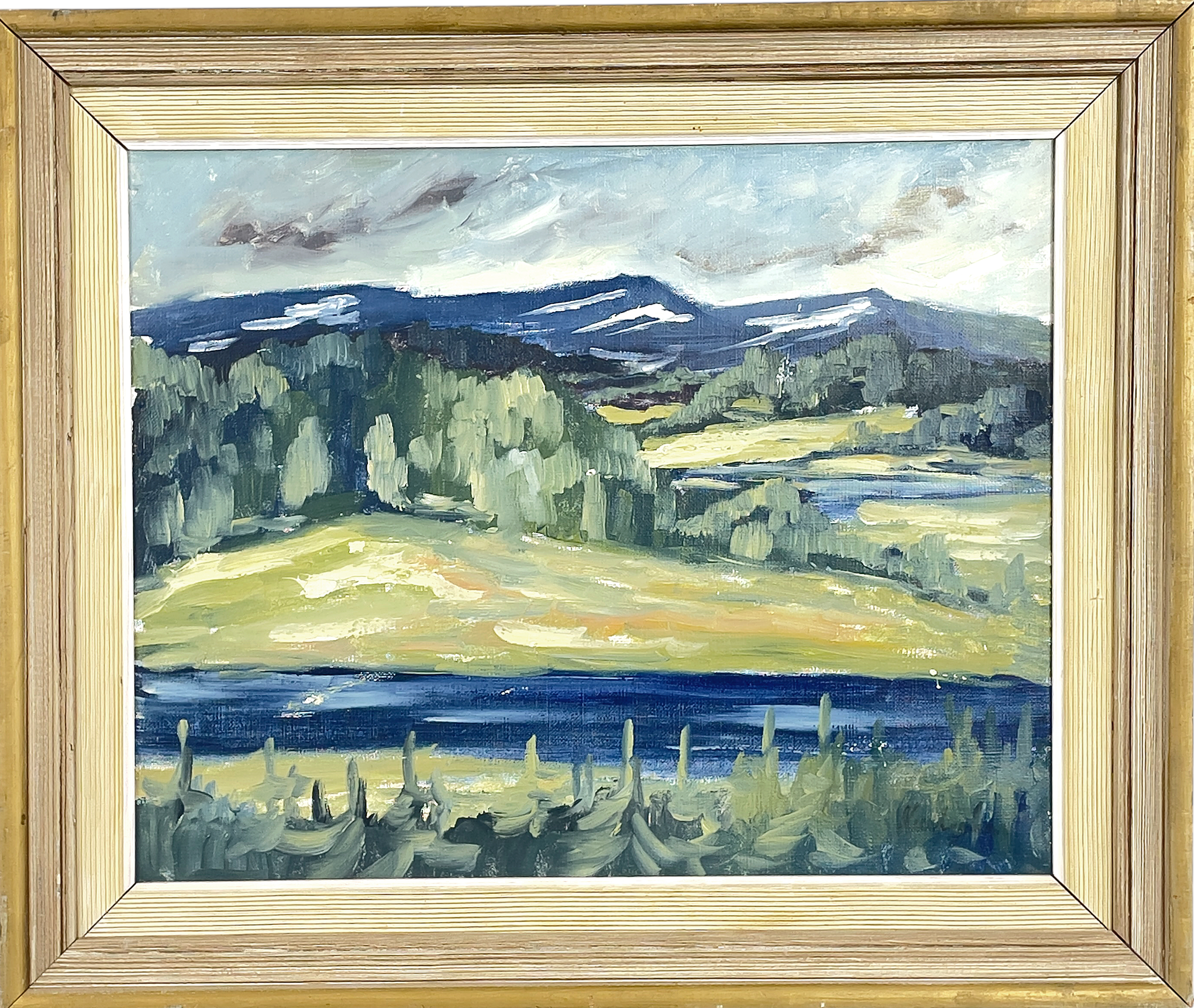 OIDENTIFIERAD KONSTNÄR, olja på duk, "Koskadalen Finland -66", otydligt signerad. Urklipp a tergo om konstnären Kurt Iván.