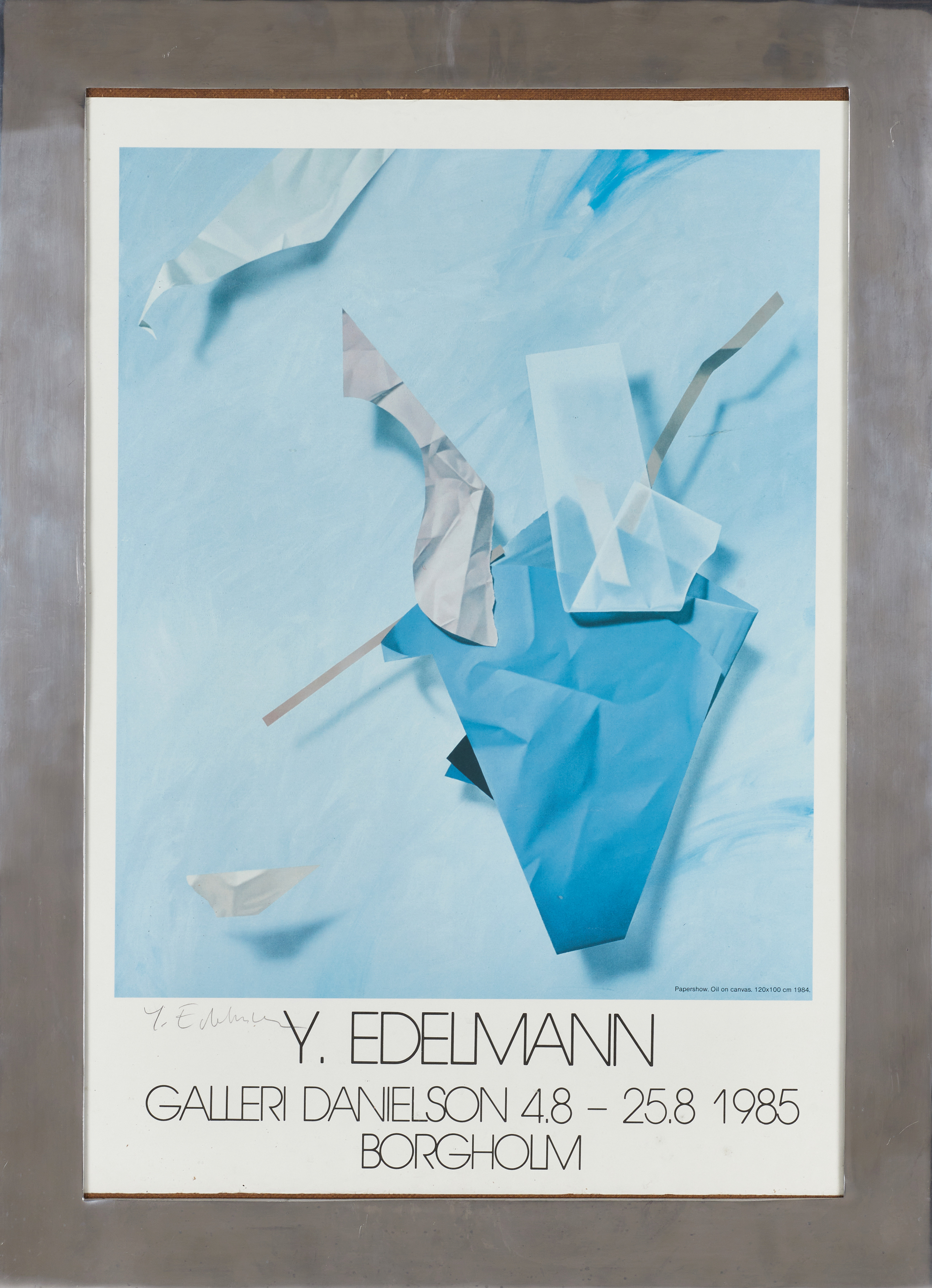 YRJÖ EDELMANN (1941–2016) / RAM IKEA 1999. signerad utställningsaffisch, Galleri Danielsson, Borgholm 1985, ram i aluminium (modell "Danderyd", IKEA).