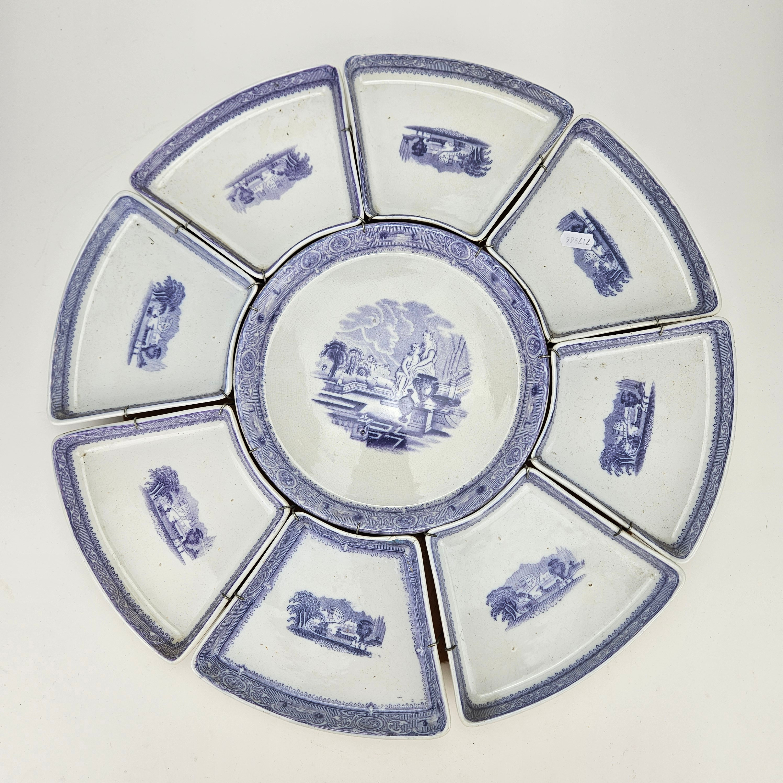 KABARÉ, 9 delar, flintgods, troligen Gustafsberg, 1800-tal.