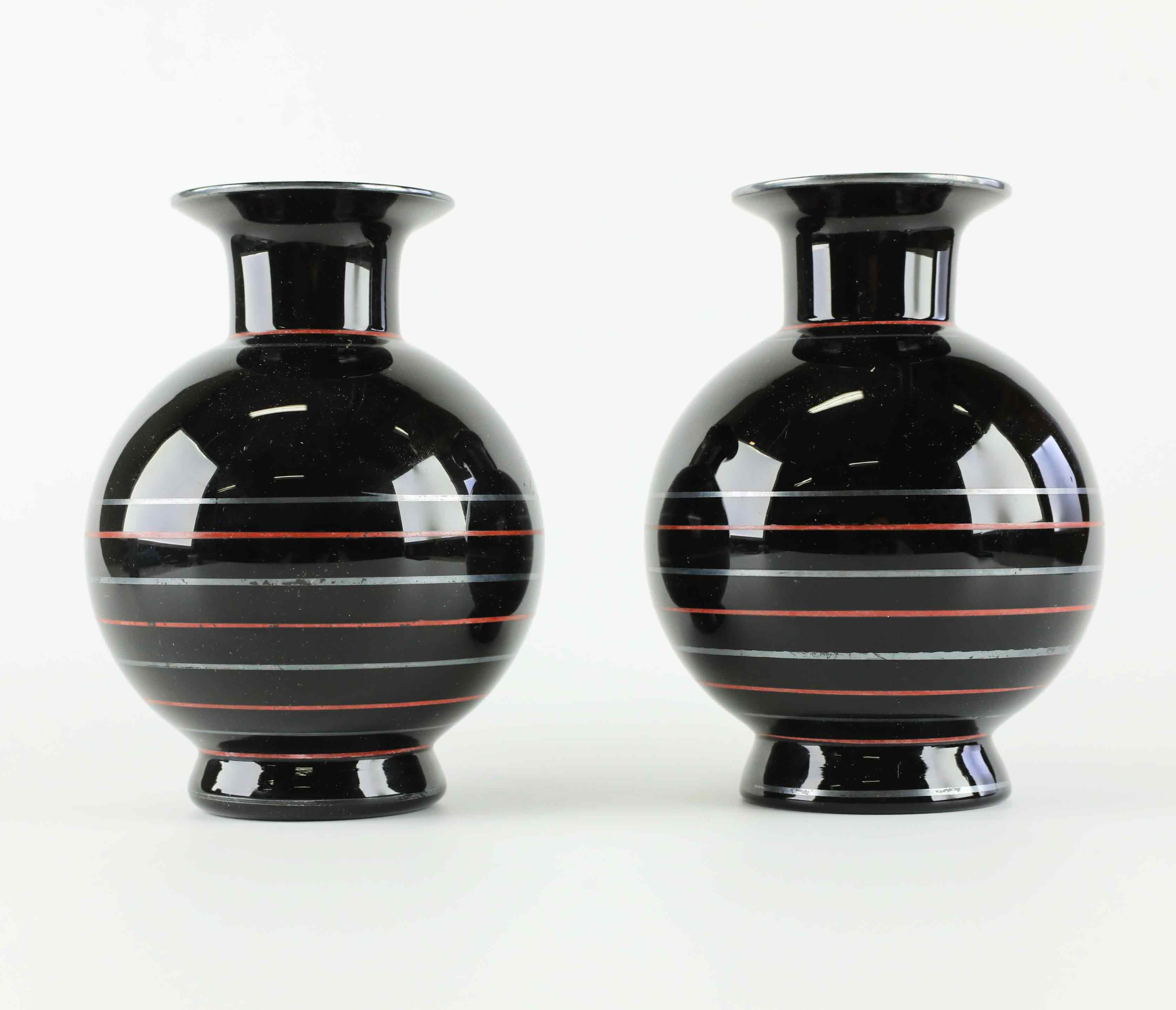 VASER, ett par, Art Deco, Åfors Glasbruk, 1920-tal.