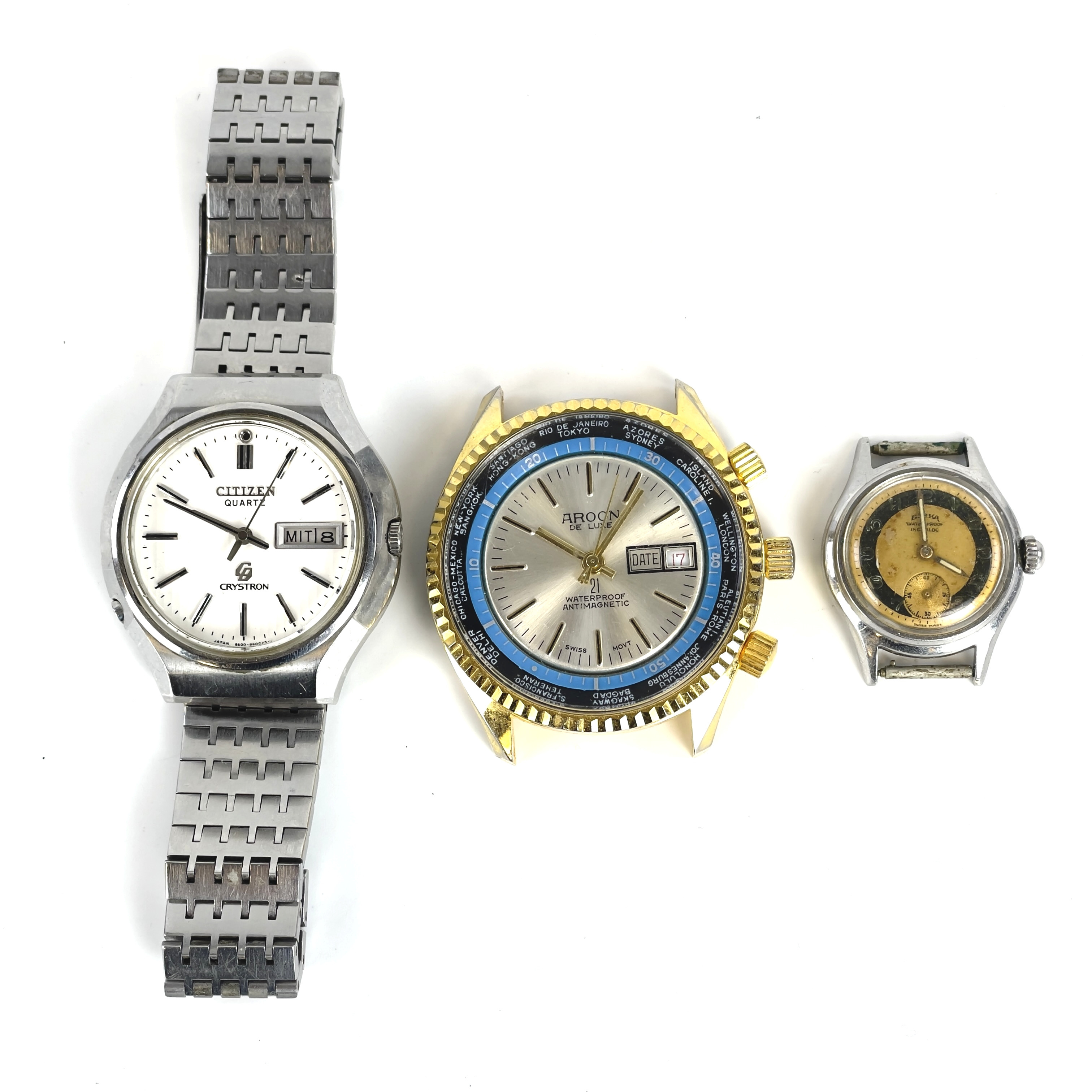 ARMBANDSUR, 3 st. Citizen Crystron, Birka, Aroon De Luxe, manuella och quartz.