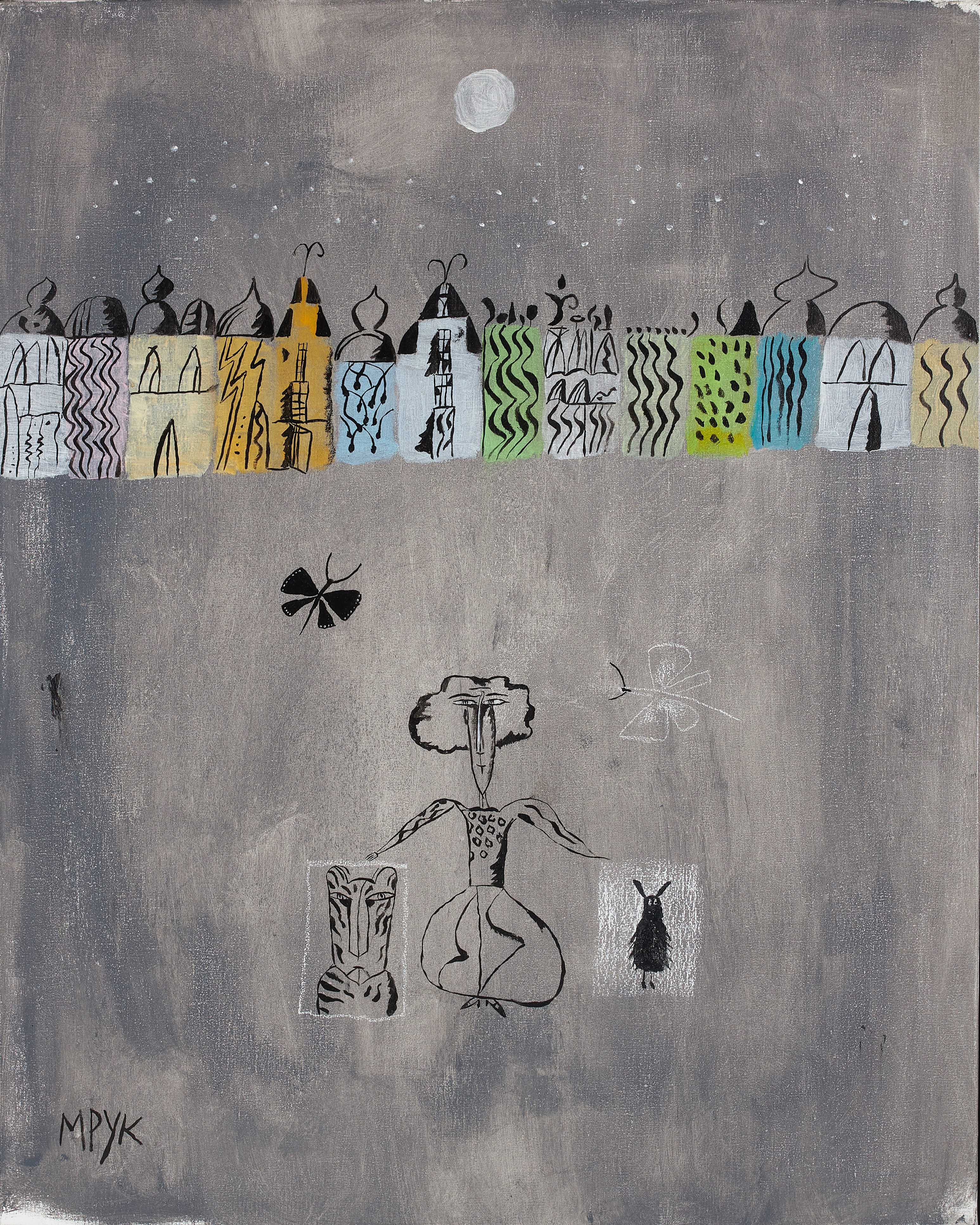 MADELEINE PYK. Komposition, olja på duk, signerad M Pyk.