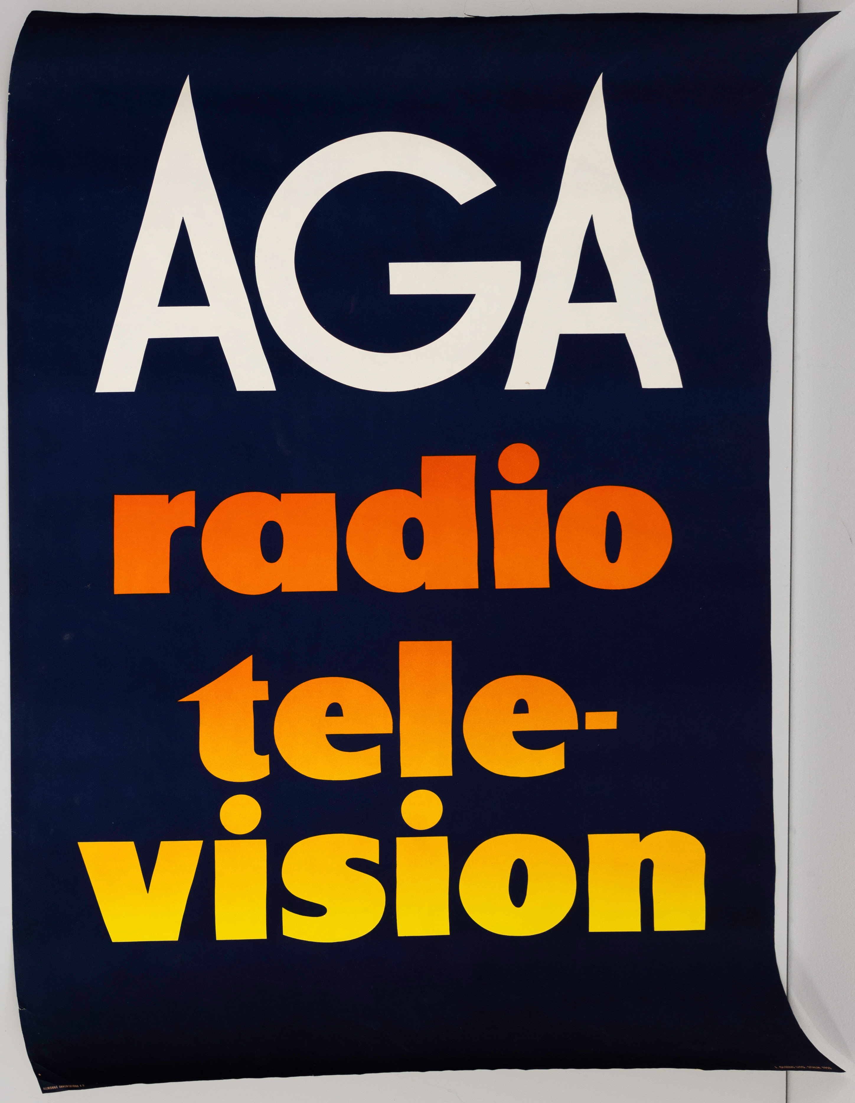 AFFISCH, AGA Radio Television, J. Olséns Lito, Stockholm, 1955, Allmänna Annonsbyrån AB.