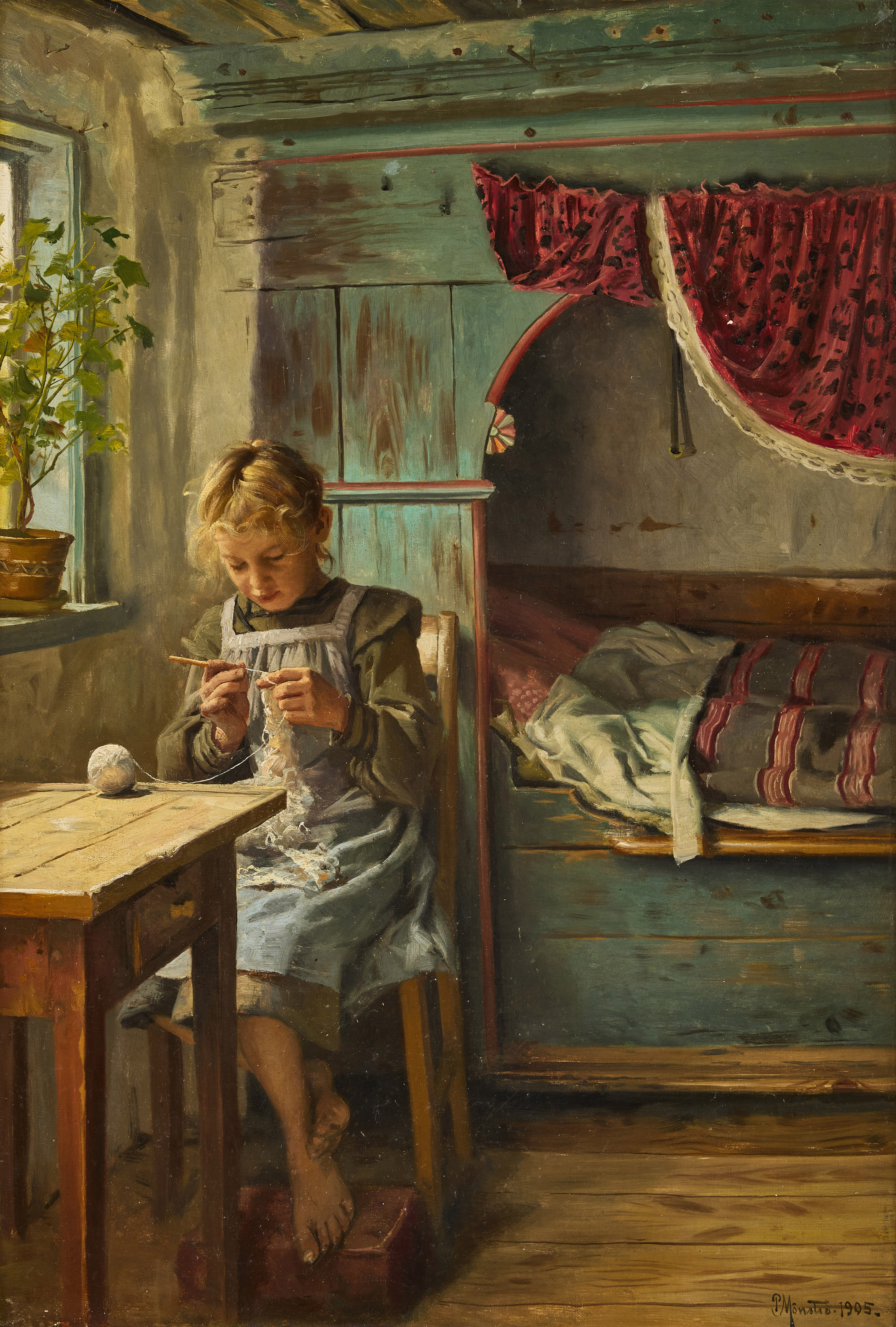 PEDER  MØRK MØNSTED. Virkande flicka.